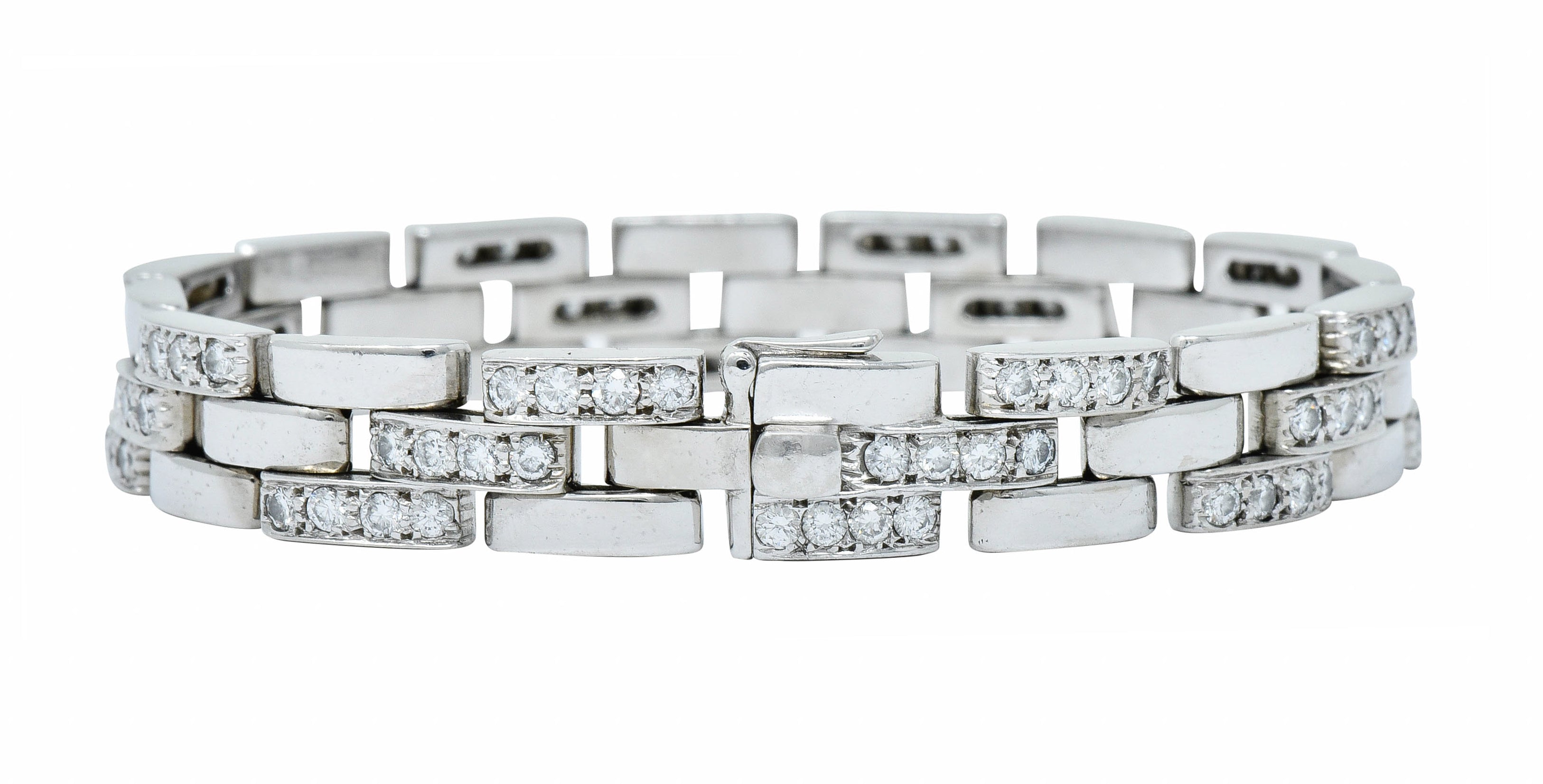 Cartier Diamond Maillon Panthere 18 Karat White Gold Link Bracelet Frenchbracelet - Wilson's Estate Jewelry