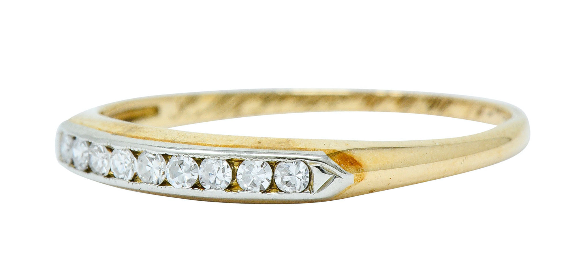 Art Deco Diamond 14 Karat Two-Tone Gold Anniversary Band RingRing - Wilson's Estate Jewelry