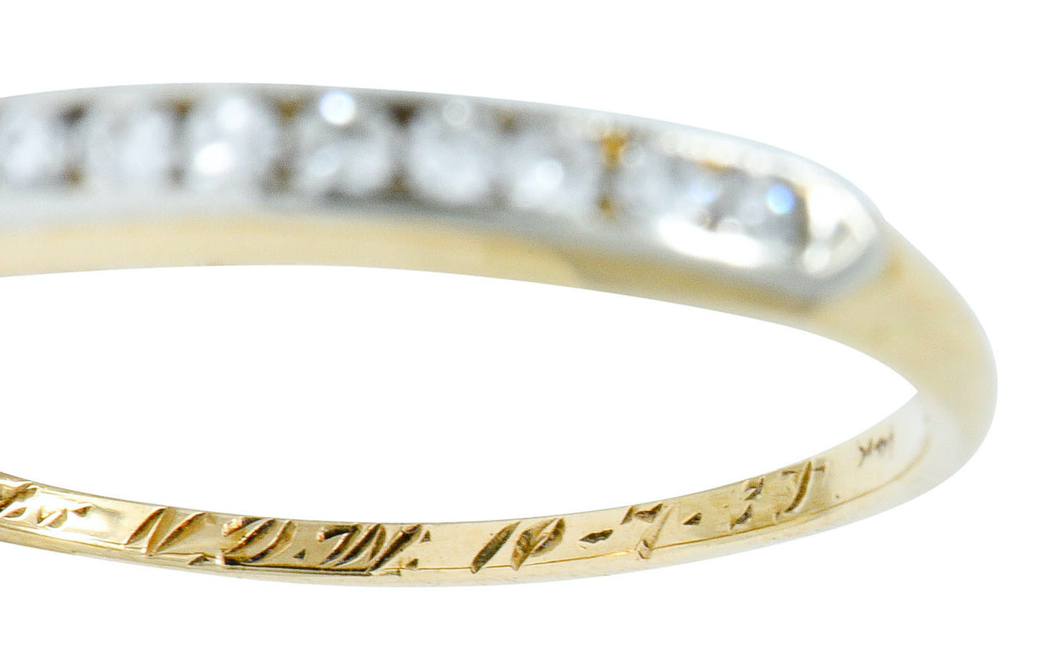 Art Deco Diamond 14 Karat Two-Tone Gold Anniversary Band RingRing - Wilson's Estate Jewelry