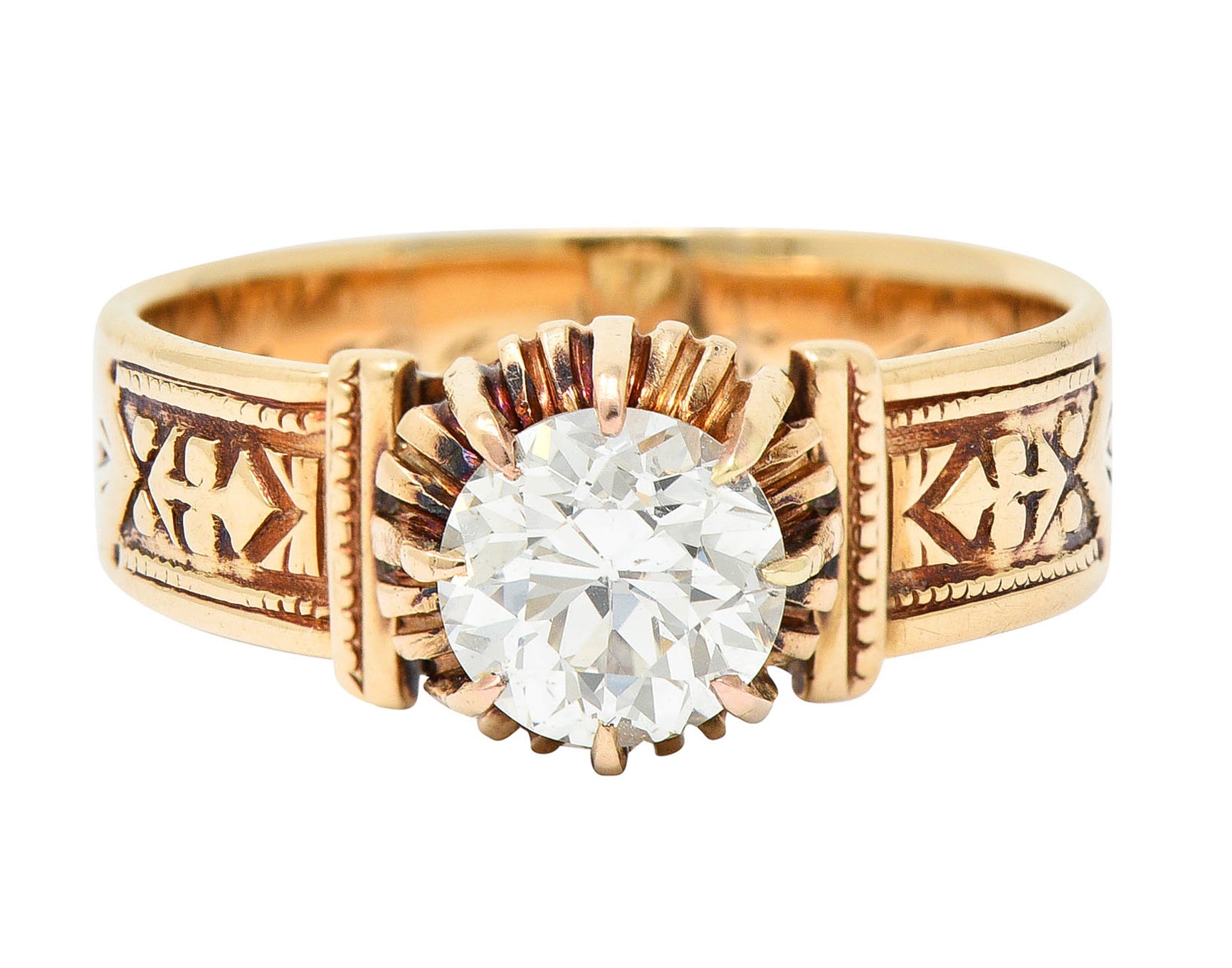 1904 Victorian 0.93 CTW Diamond 14 Karat Gold Engagement Ring GIARing - Wilson's Estate Jewelry