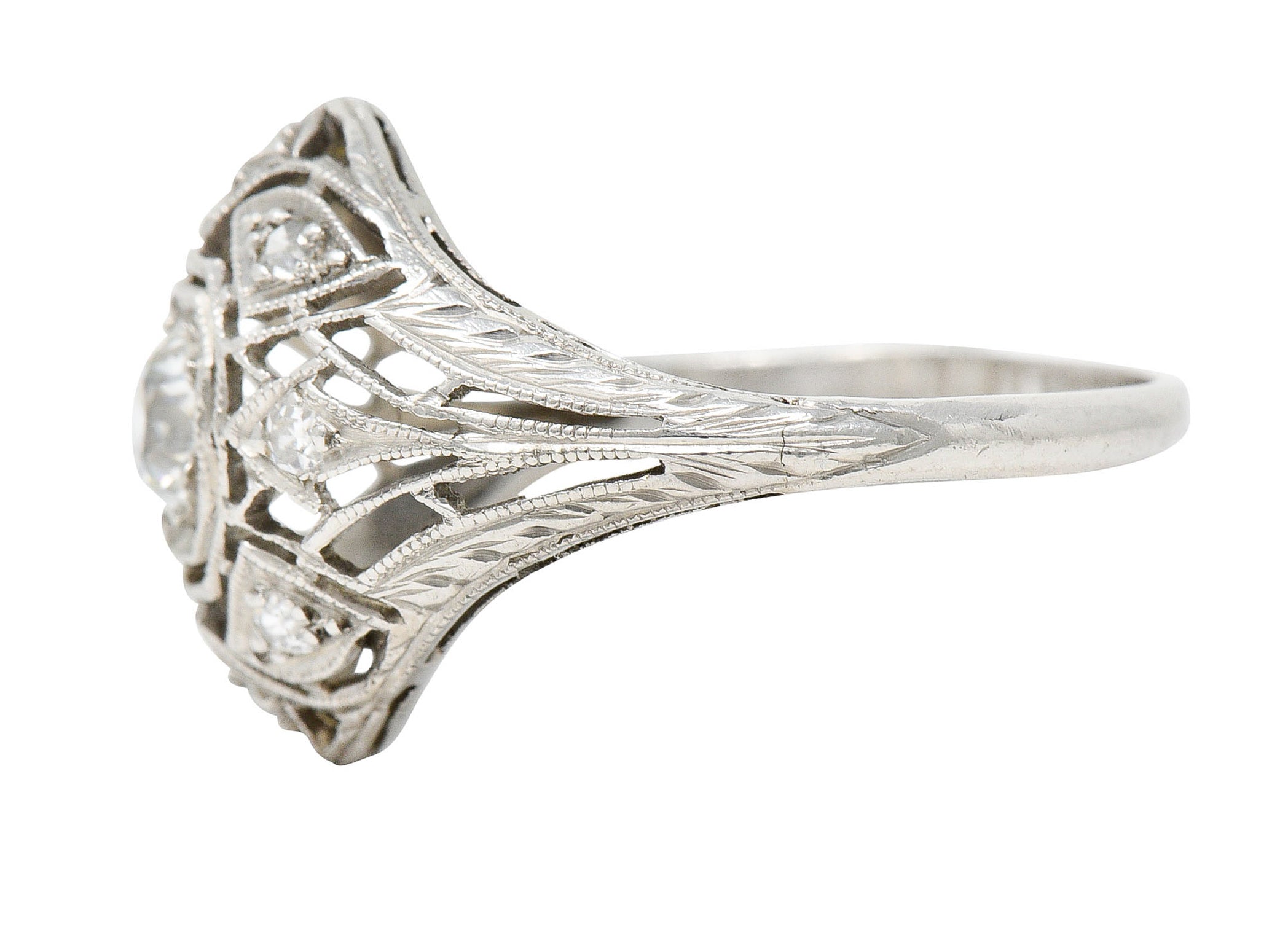 Art Deco 0.65 CTW Diamond Platinum Geometric Dinner RingRing - Wilson's Estate Jewelry