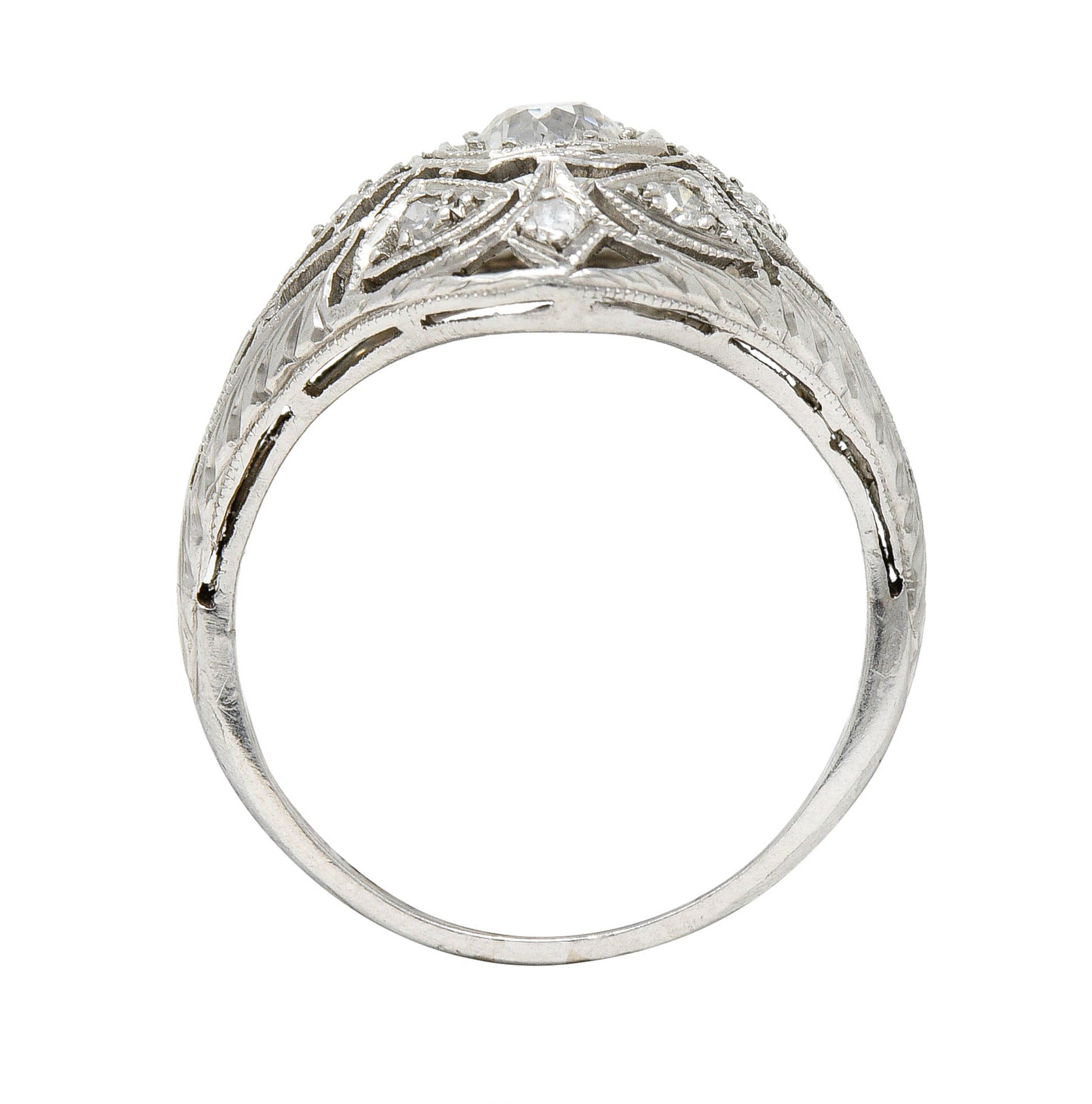 Art Deco 0.65 CTW Diamond Platinum Geometric Dinner RingRing - Wilson's Estate Jewelry