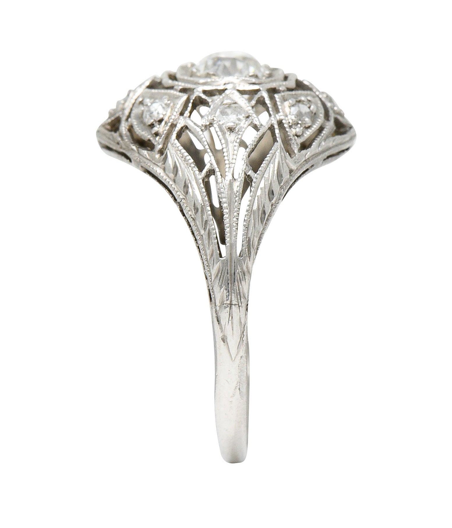 Art Deco 0.65 CTW Diamond Platinum Geometric Dinner RingRing - Wilson's Estate Jewelry