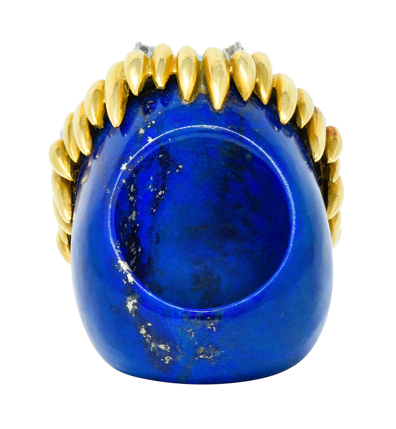 Substantial Vintage 1960's Turquoise Lapis Diamond 18 Karat Gold Statement RingRing - Wilson's Estate Jewelry