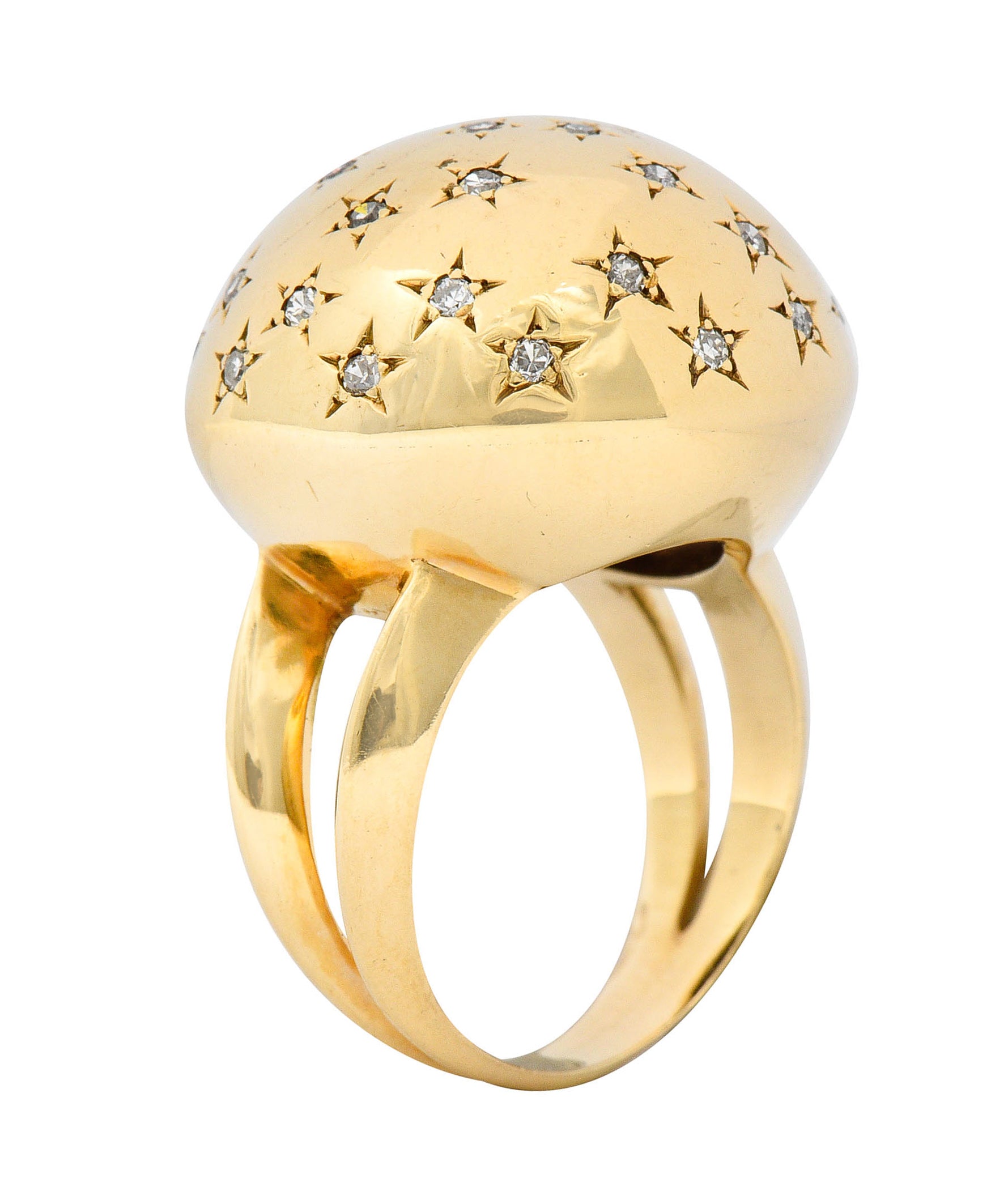 1940's Retro 0.75 CTW Diamond 14 Karat Gold Dome Ring - Wilson's Estate Jewelry