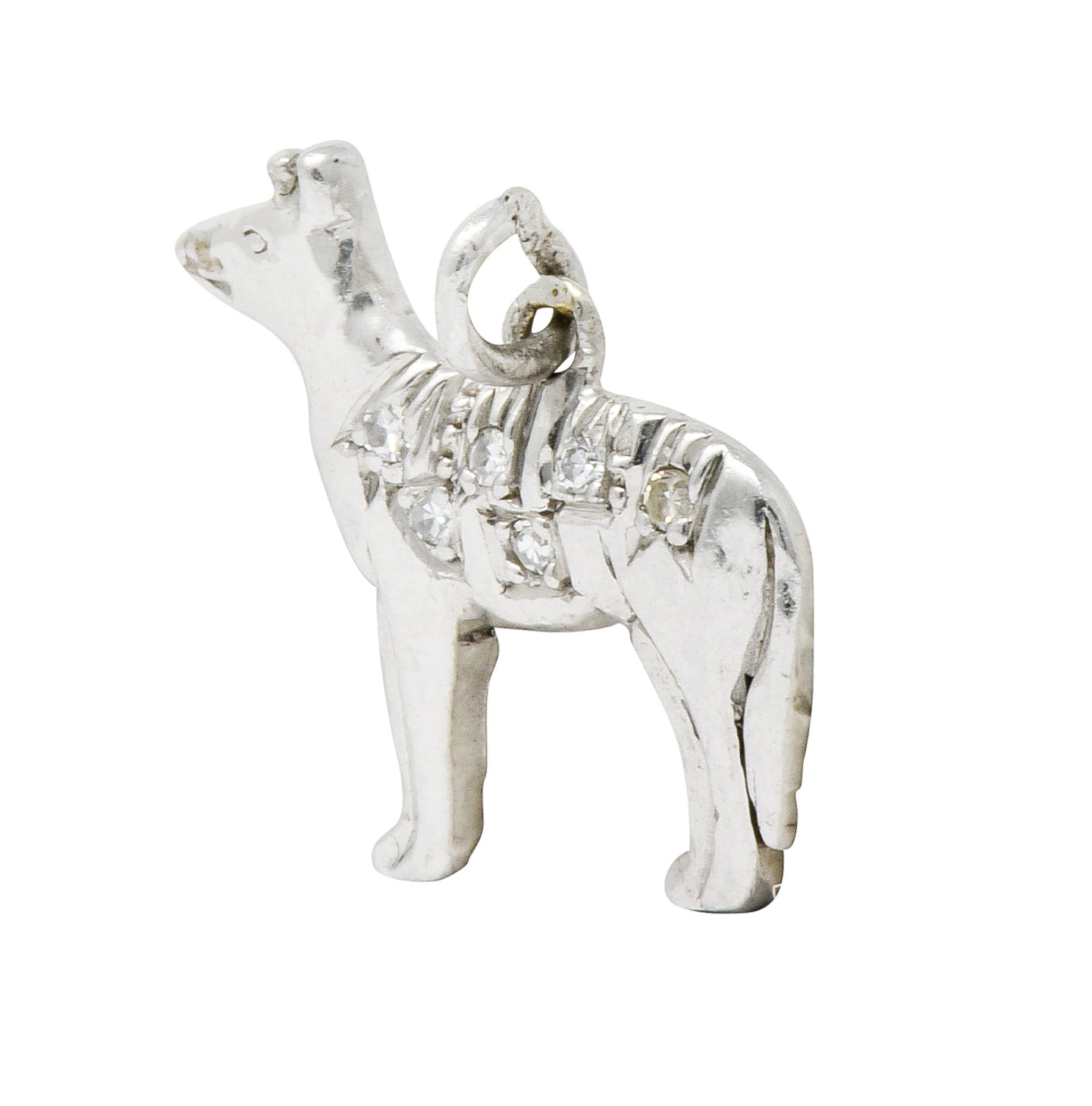 Adorable Retro Diamond Platinum Dingo Dog Charm - Wilson's Estate Jewelry