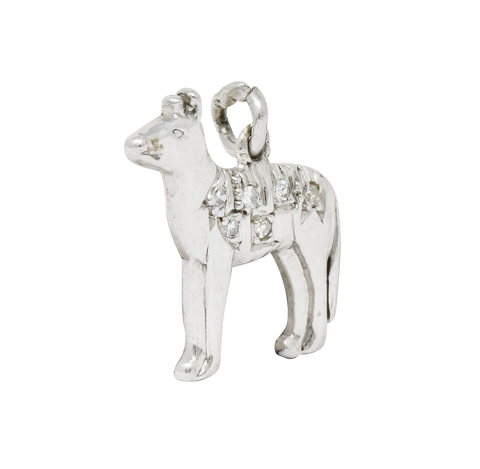 Adorable Retro Diamond Platinum Dingo Dog Charm - Wilson's Estate Jewelry