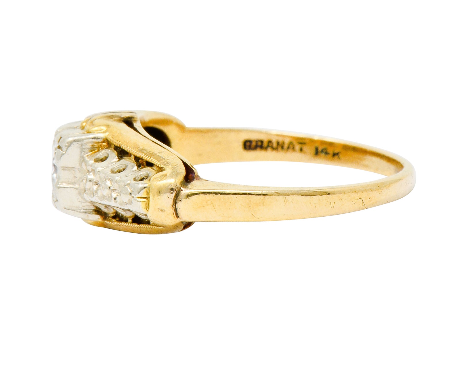 Granat Brothers Diamond 14 Karat Two-Tone Gold Orange Blossom Engagement Ring - Wilson's Estate Jewelry