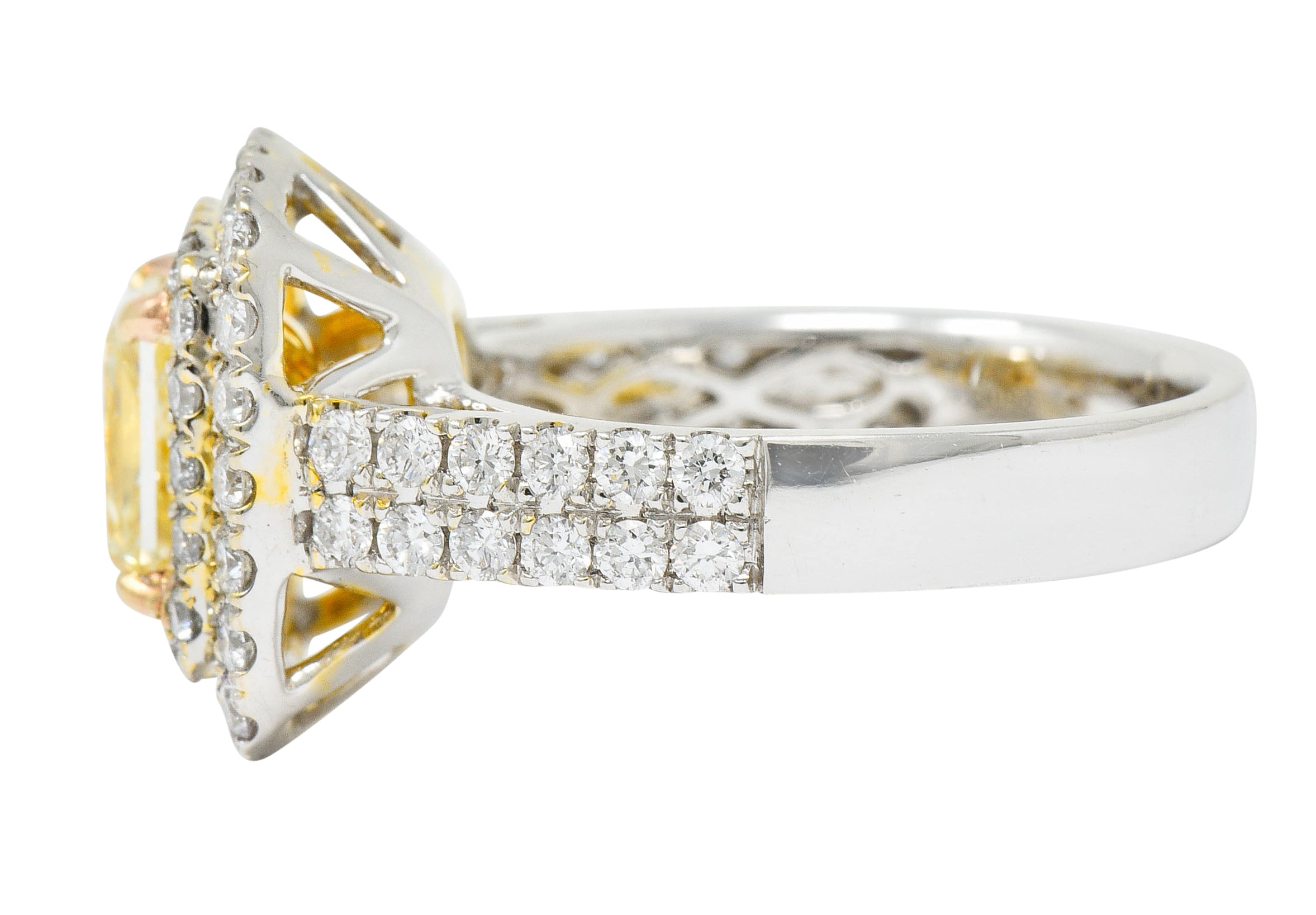 Contemporary 2.60 CTW Yellow Diamond & White Diamond 18 Karat Gold RingRing - Wilson's Estate Jewelry