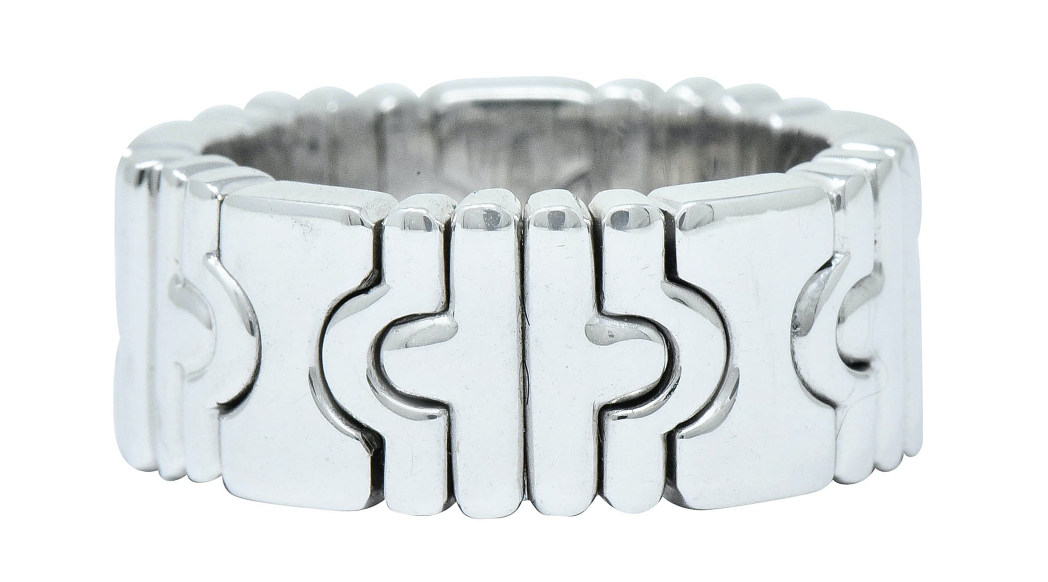 Bulgari 18 Karat White Gold Parentesi Band Ring Circa 1990Ring - Wilson's Estate Jewelry