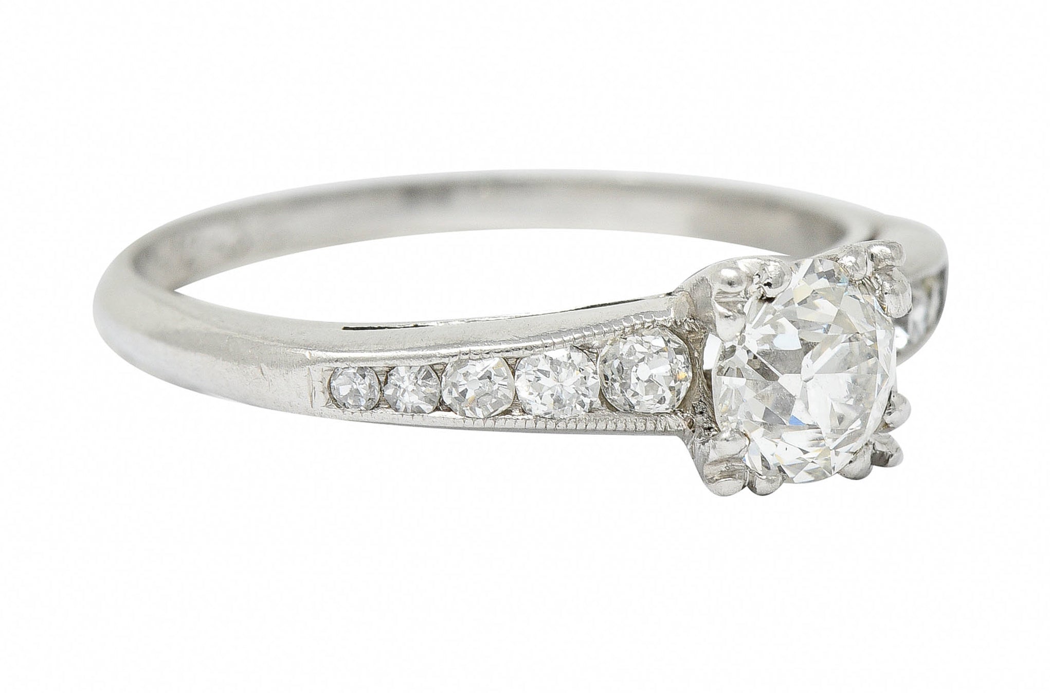 1936 Art Deco 1.12 CTW Old European Diamond Platinum Engagement RingRing - Wilson's Estate Jewelry