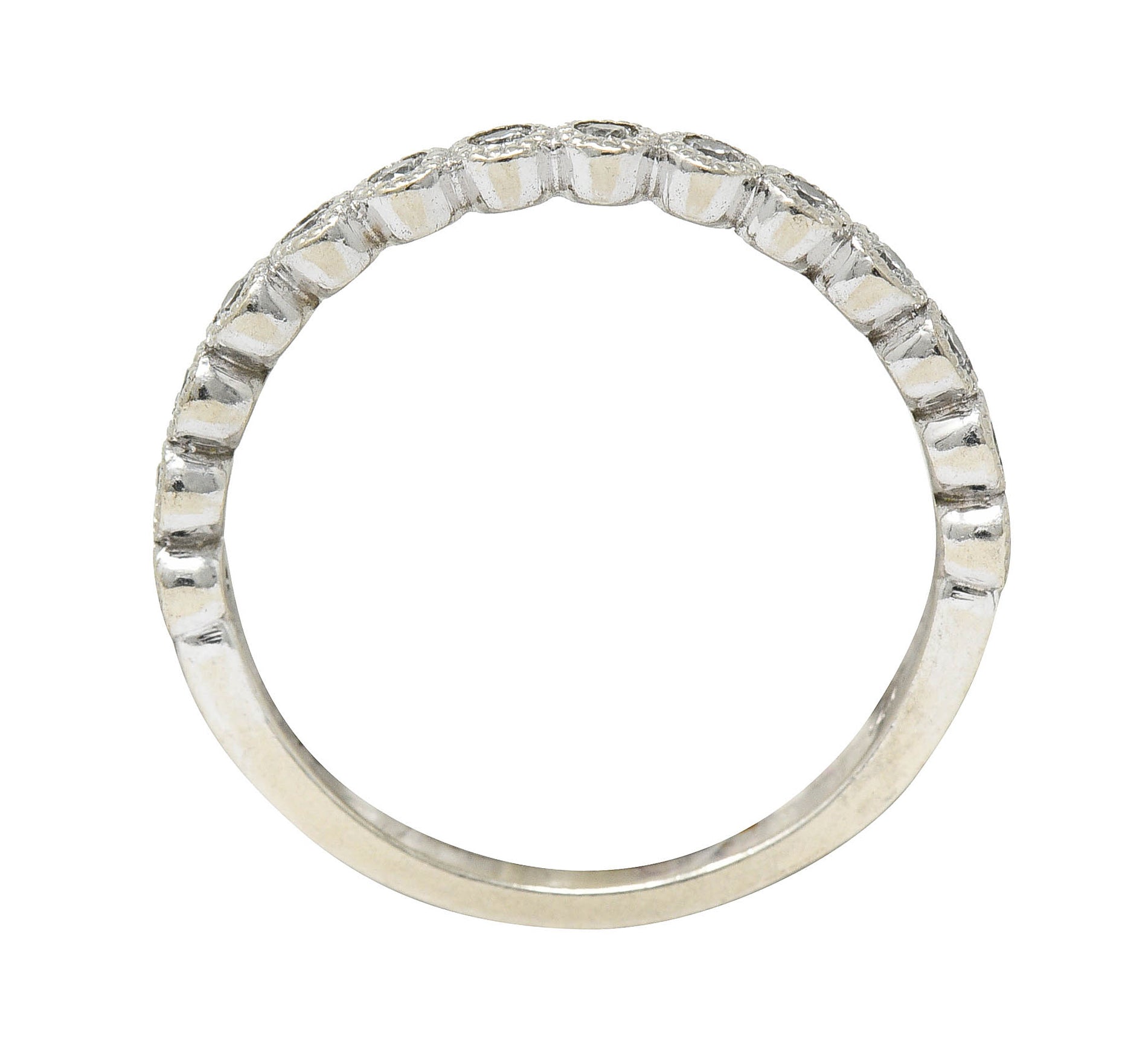 Modern Diamond 14 Karat White Gold Stacking Band RingRing - Wilson's Estate Jewelry