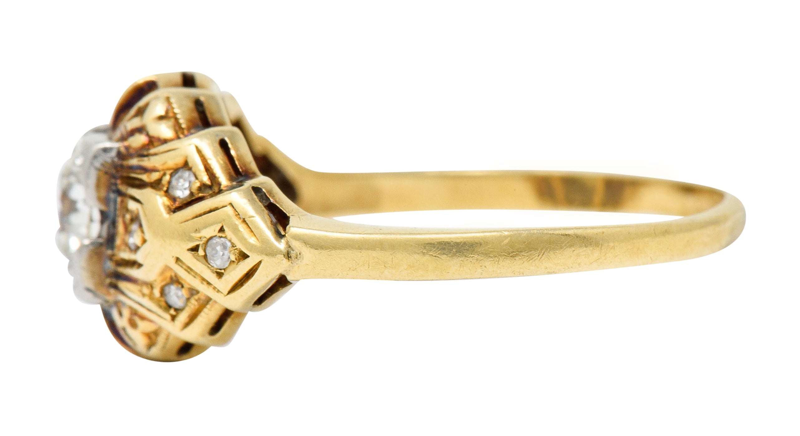 Art Deco 0.52 CTW Diamond 14 Karat Gold Geometric Band RingRing - Wilson's Estate Jewelry