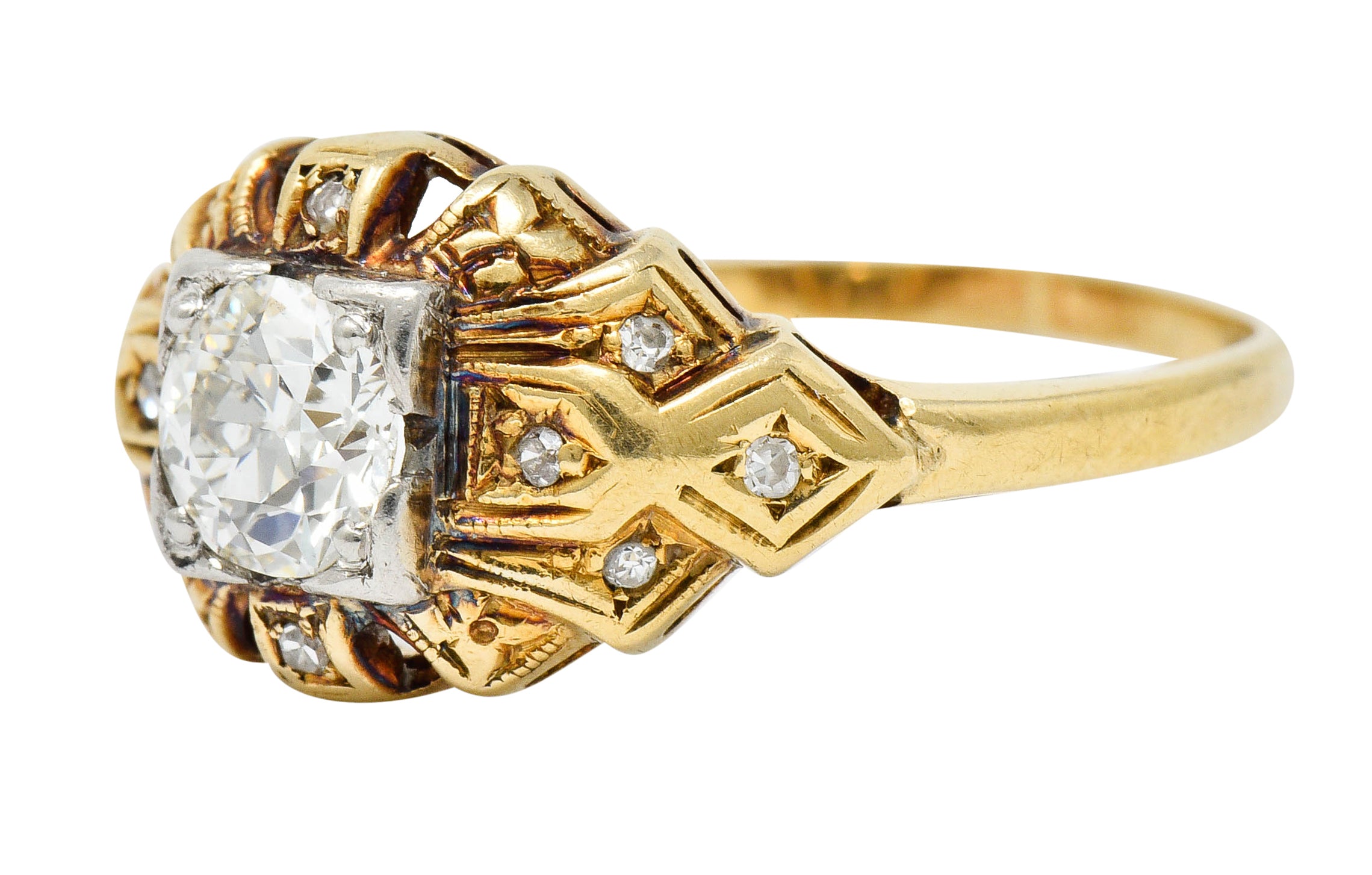 Art Deco 0.52 CTW Diamond 14 Karat Gold Geometric Band RingRing - Wilson's Estate Jewelry