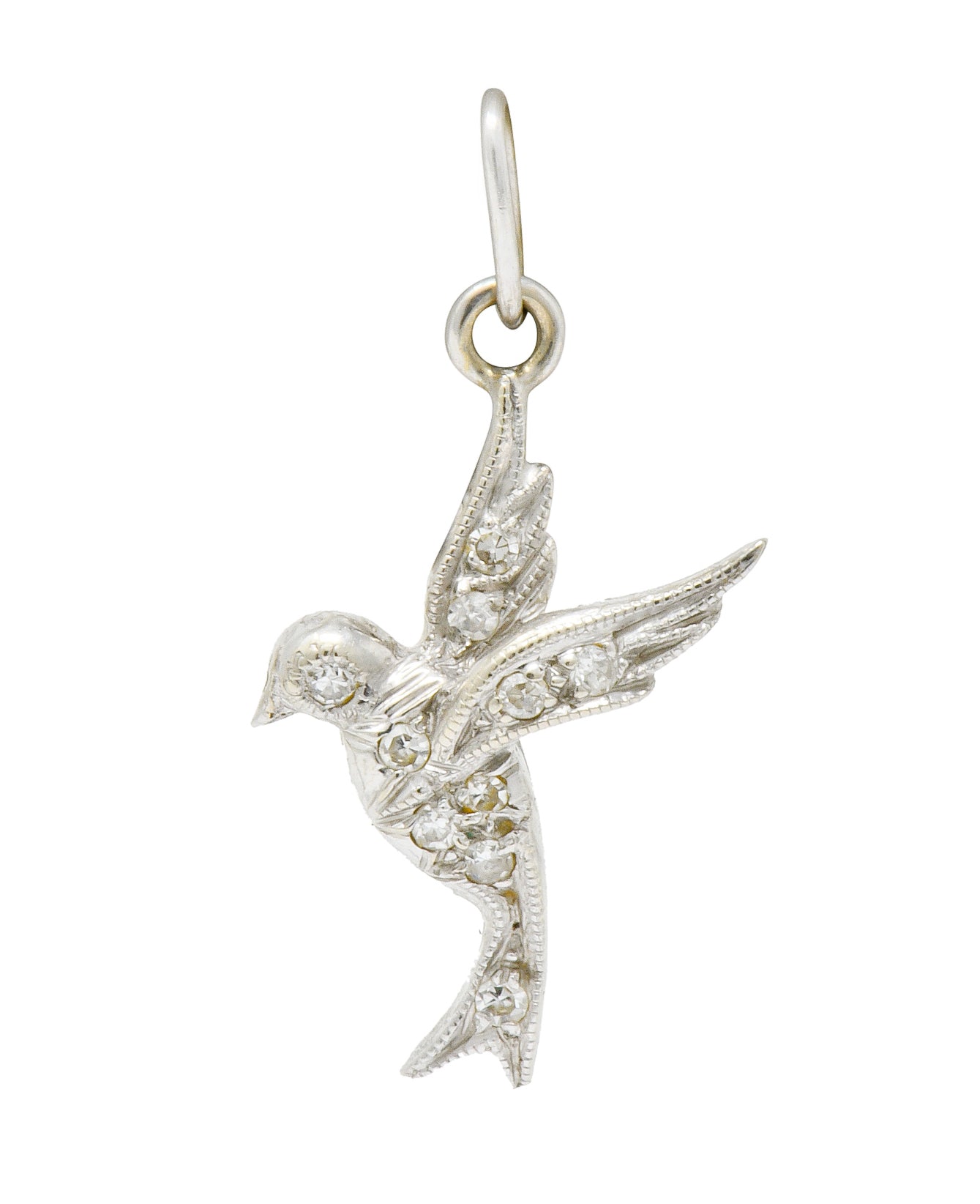 Inspiring Art Deco Diamond Platinum Flying Dove Bird Charm - Wilson's Estate Jewelry