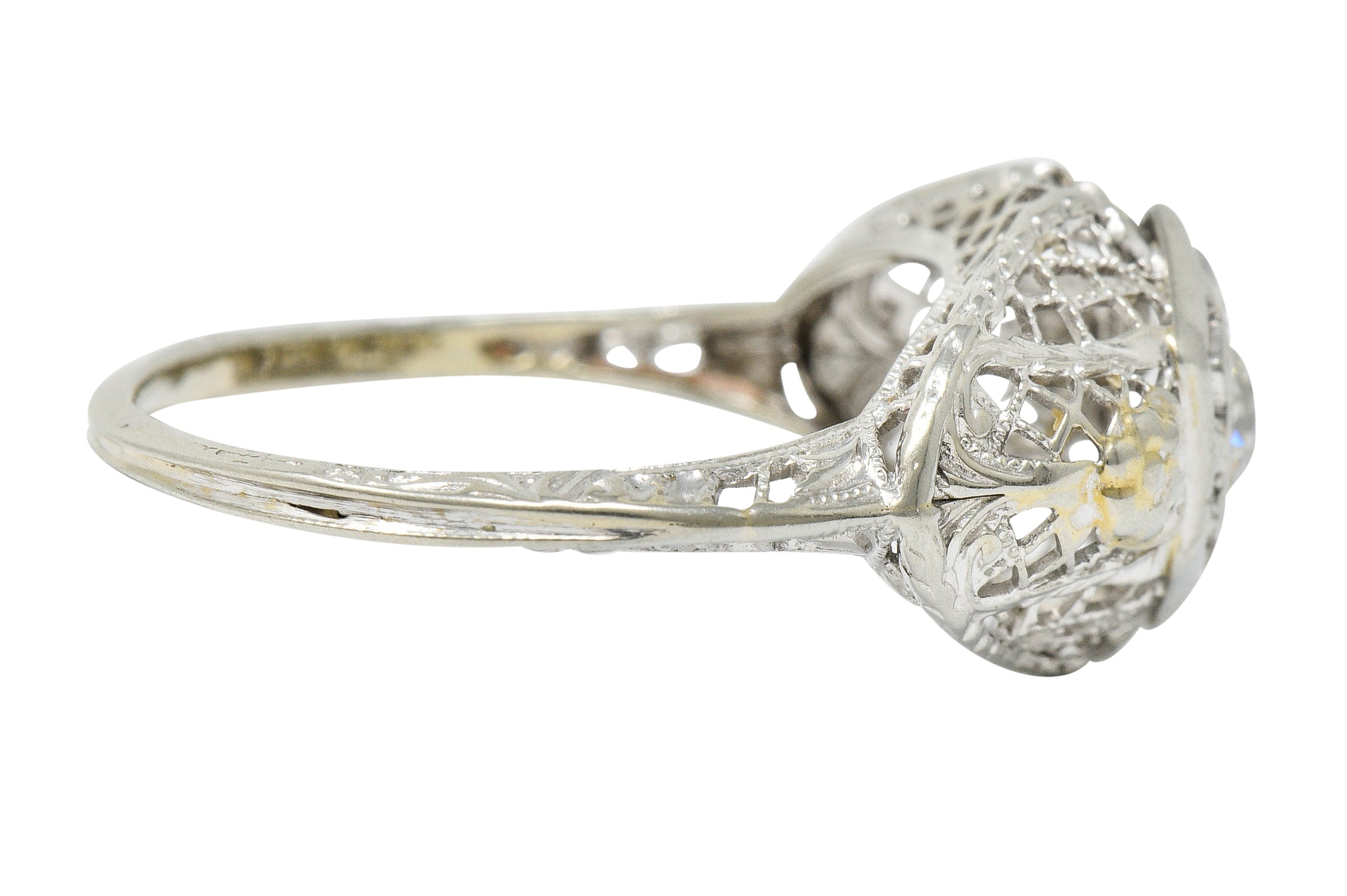 Art Deco 0.30 CTW Diamond 18 Karat White Gold Trellis Engagement RingRing - Wilson's Estate Jewelry