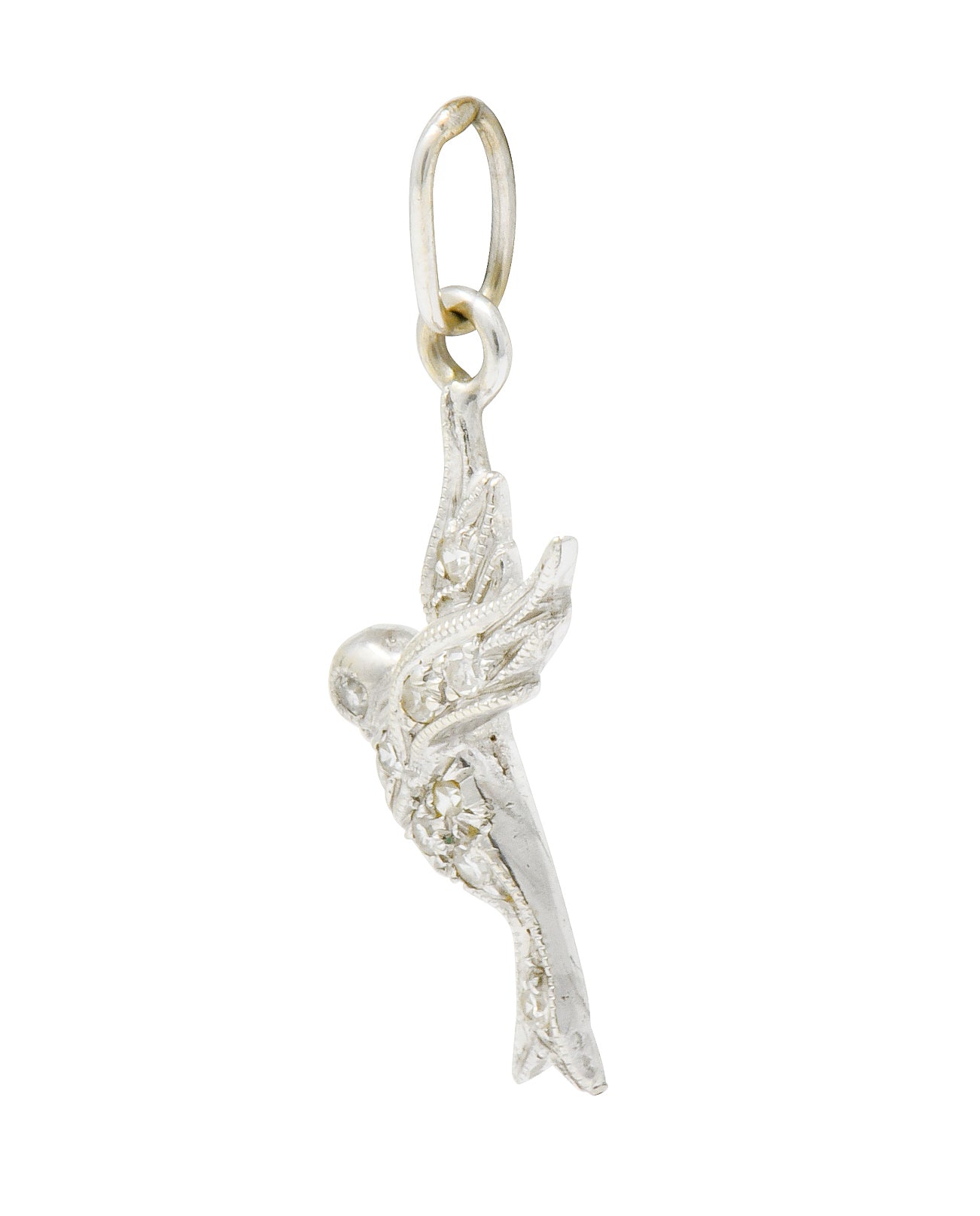 Inspiring Art Deco Diamond Platinum Flying Dove Bird Charm - Wilson's Estate Jewelry