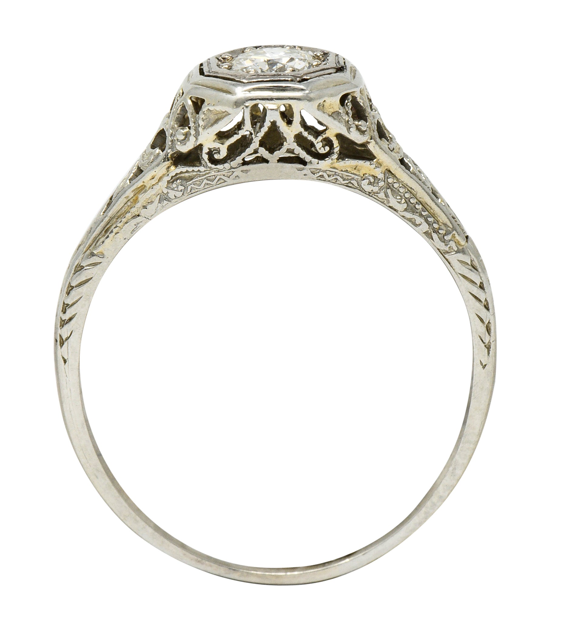 Fulmer & Co. Diamond 18 Karat White Gold Octagonal Engagement RingRing - Wilson's Estate Jewelry