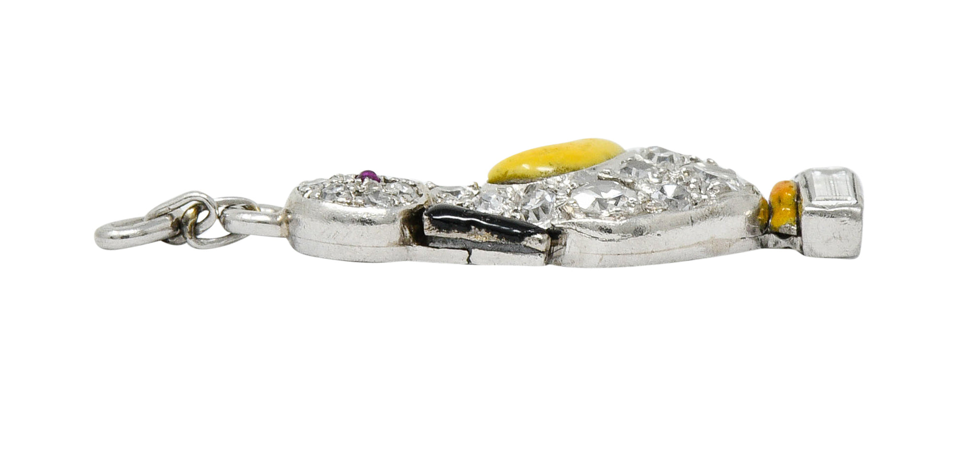 Art Deco 0.45 CTW Pave Diamond Enamel Platinum Goose Charmcharm - Wilson's Estate Jewelry