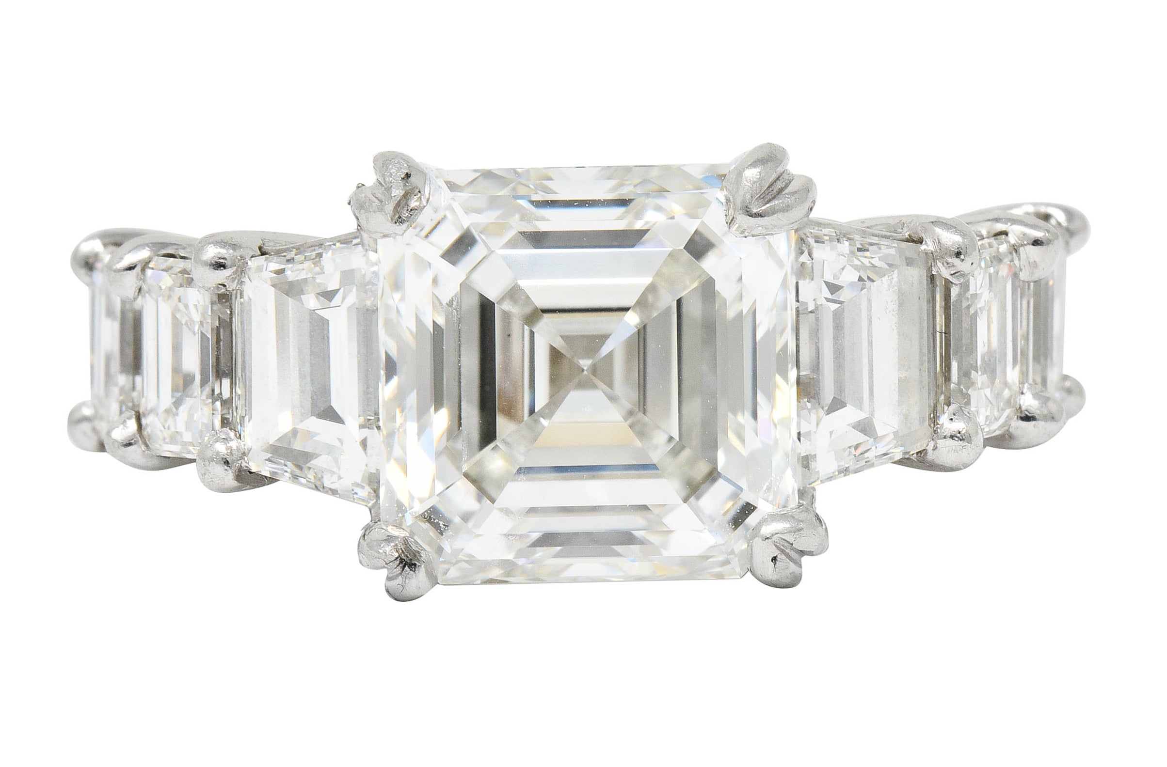 1950's Mid-Century 5.90 CTW Asscher Diamond Platinum Engagement Ring GIARing - Wilson's Estate Jewelry