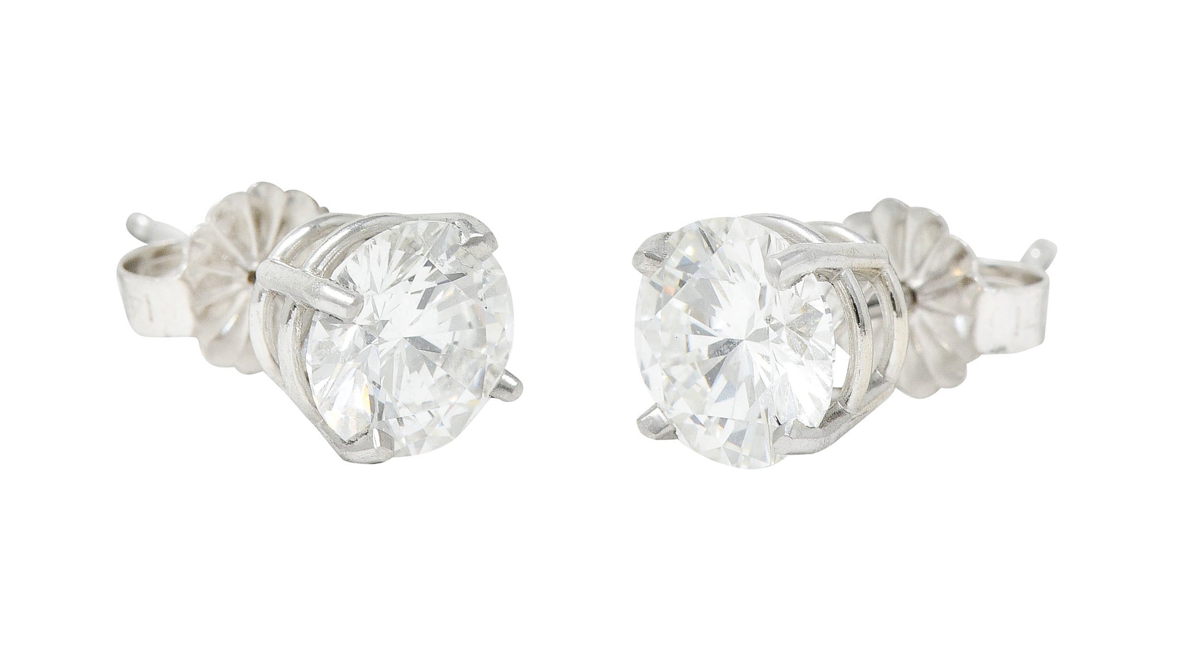 Classic 2.04 CTW Diamond 18 Karat White Gold Stud Earrings GIAEarrings - Wilson's Estate Jewelry