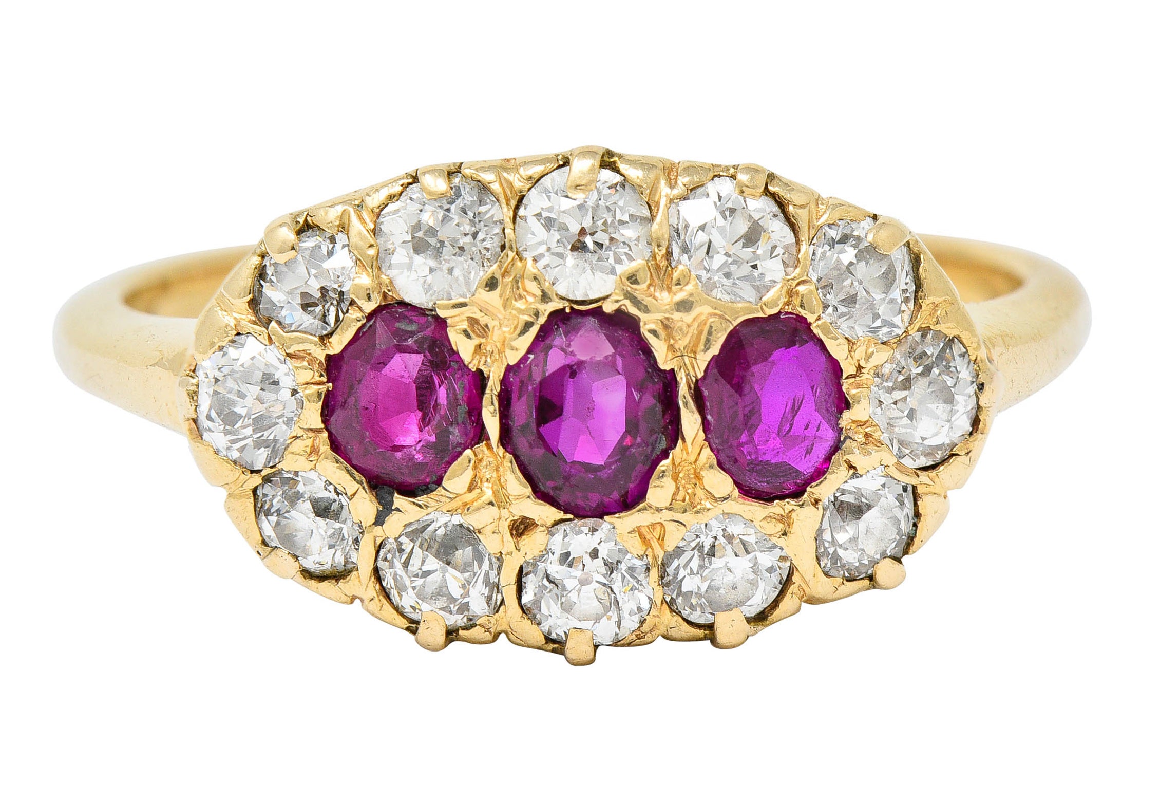 Victorian 1.93 CTW Diamond Ruby 14 Karat Gold Cluster RingRing - Wilson's Estate Jewelry