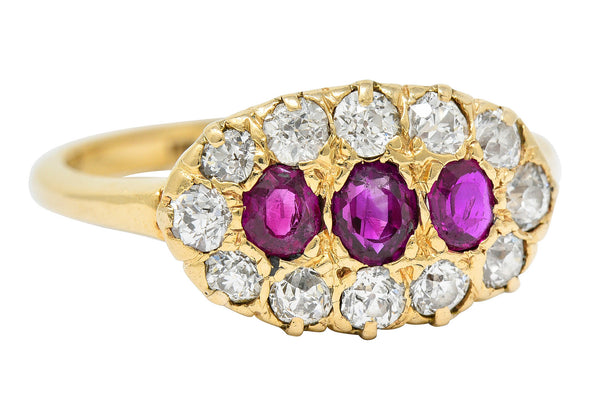 Victorian 1.93 CTW Diamond Ruby 14 Karat Gold Cluster RingRing - Wilson's Estate Jewelry