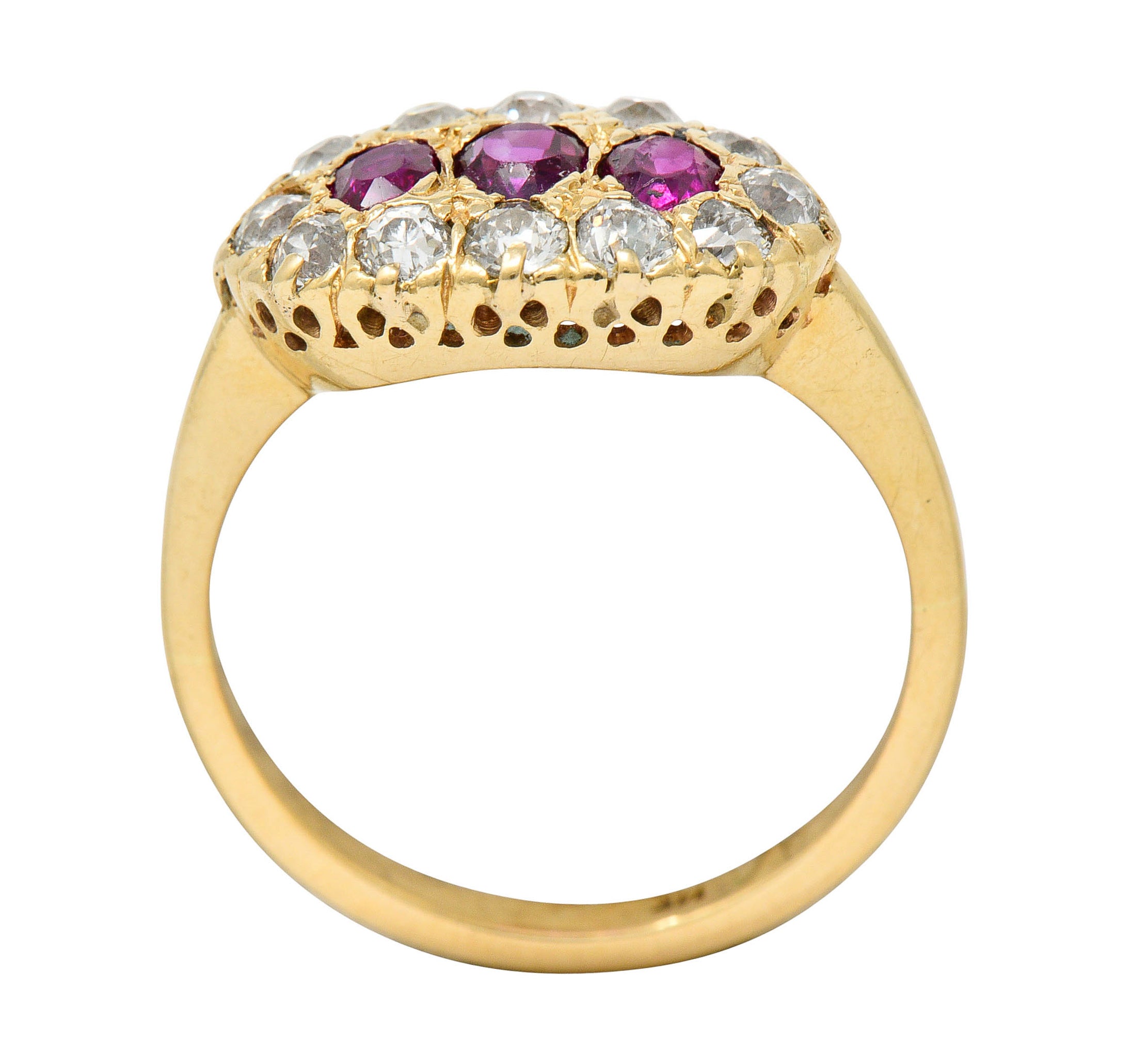 Victorian 1.93 CTW Diamond Ruby 14 Karat Gold Cluster RingRing - Wilson's Estate Jewelry