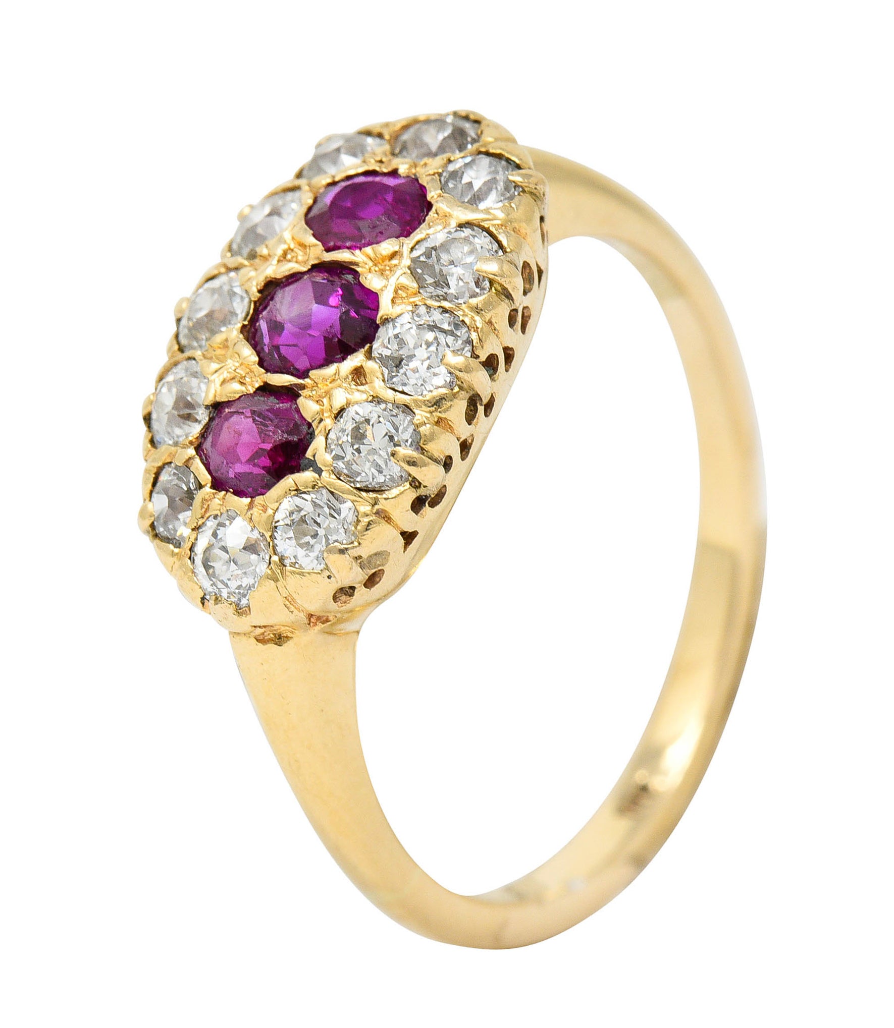 Victorian 1.93 CTW Diamond Ruby 14 Karat Gold Cluster RingRing - Wilson's Estate Jewelry