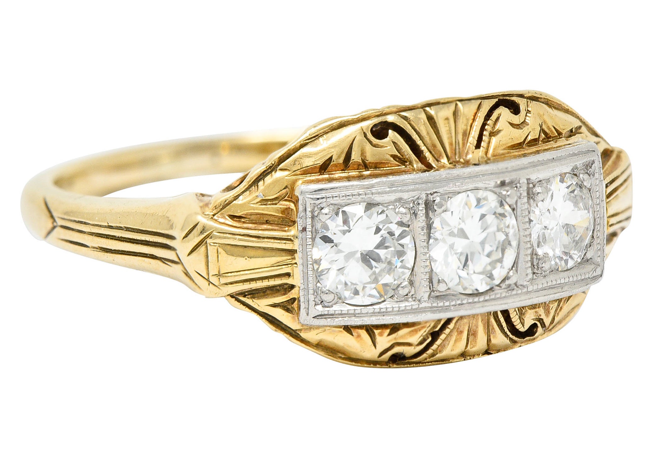 Early Art Deco 0.65 CTW Diamond Platinum-Topped 14 Karat Gold Dinner RingRing - Wilson's Estate Jewelry