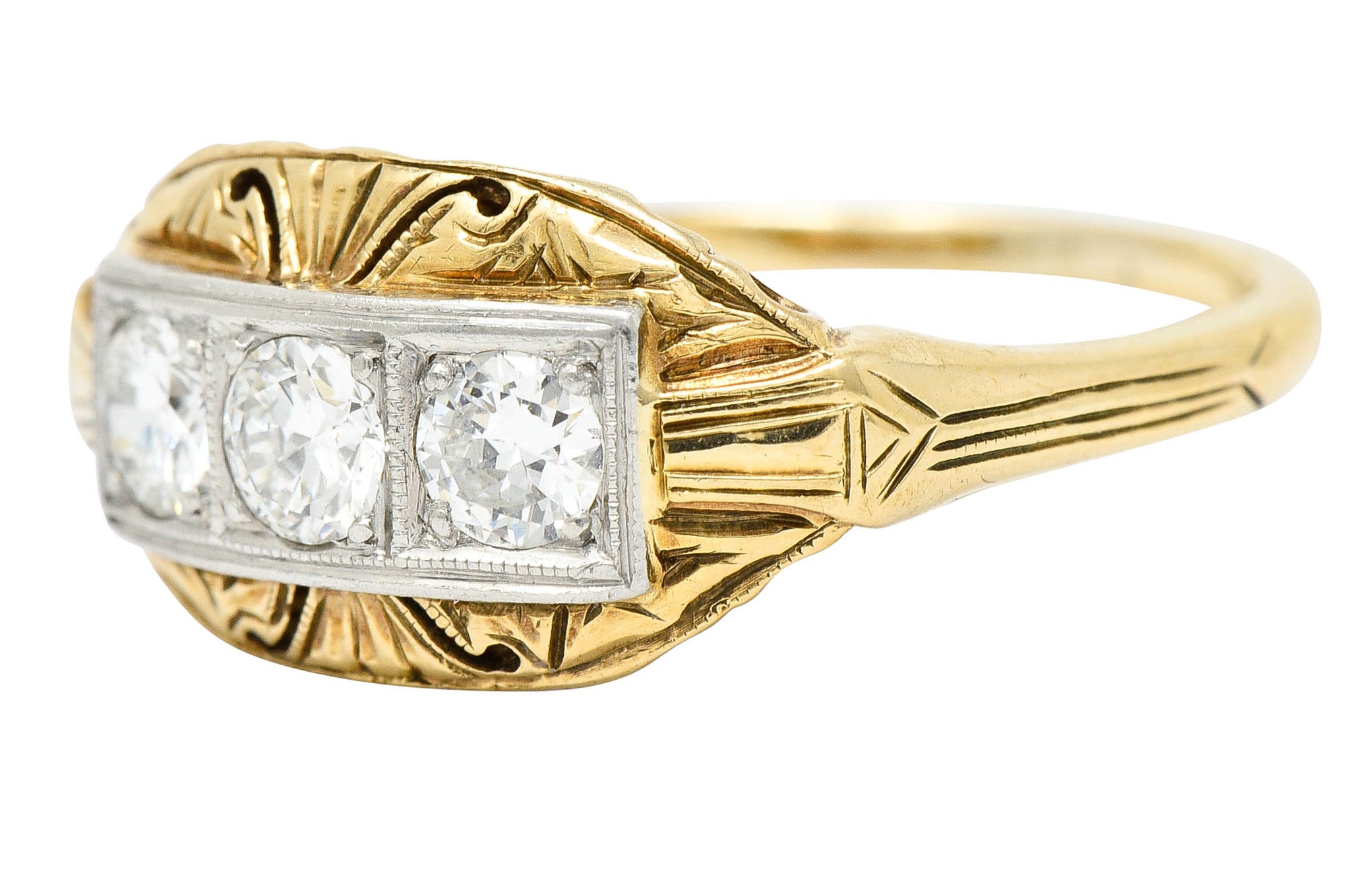 Early Art Deco 0.65 CTW Diamond Platinum-Topped 14 Karat Gold Dinner RingRing - Wilson's Estate Jewelry