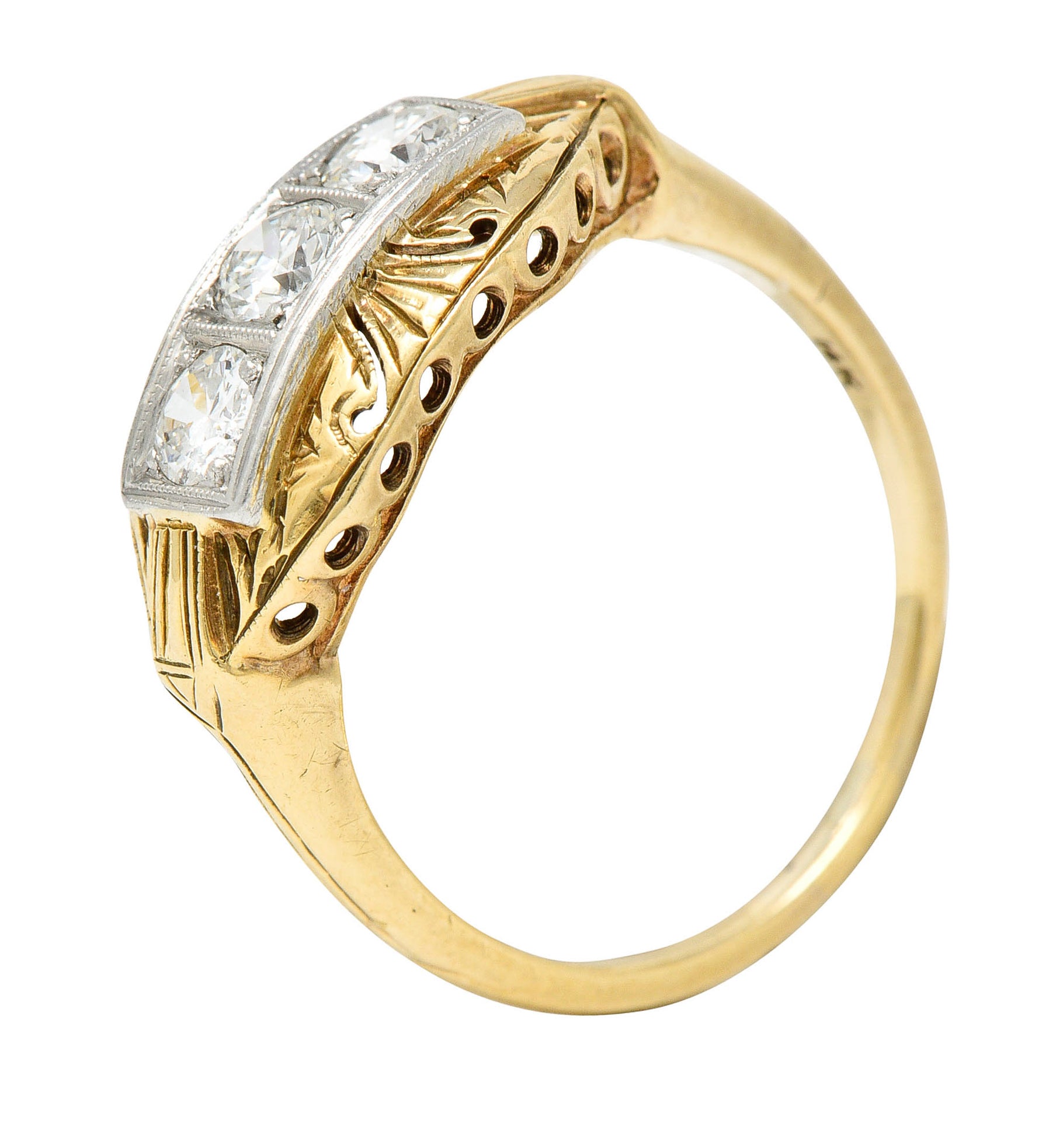 Early Art Deco 0.65 CTW Diamond Platinum-Topped 14 Karat Gold Dinner RingRing - Wilson's Estate Jewelry