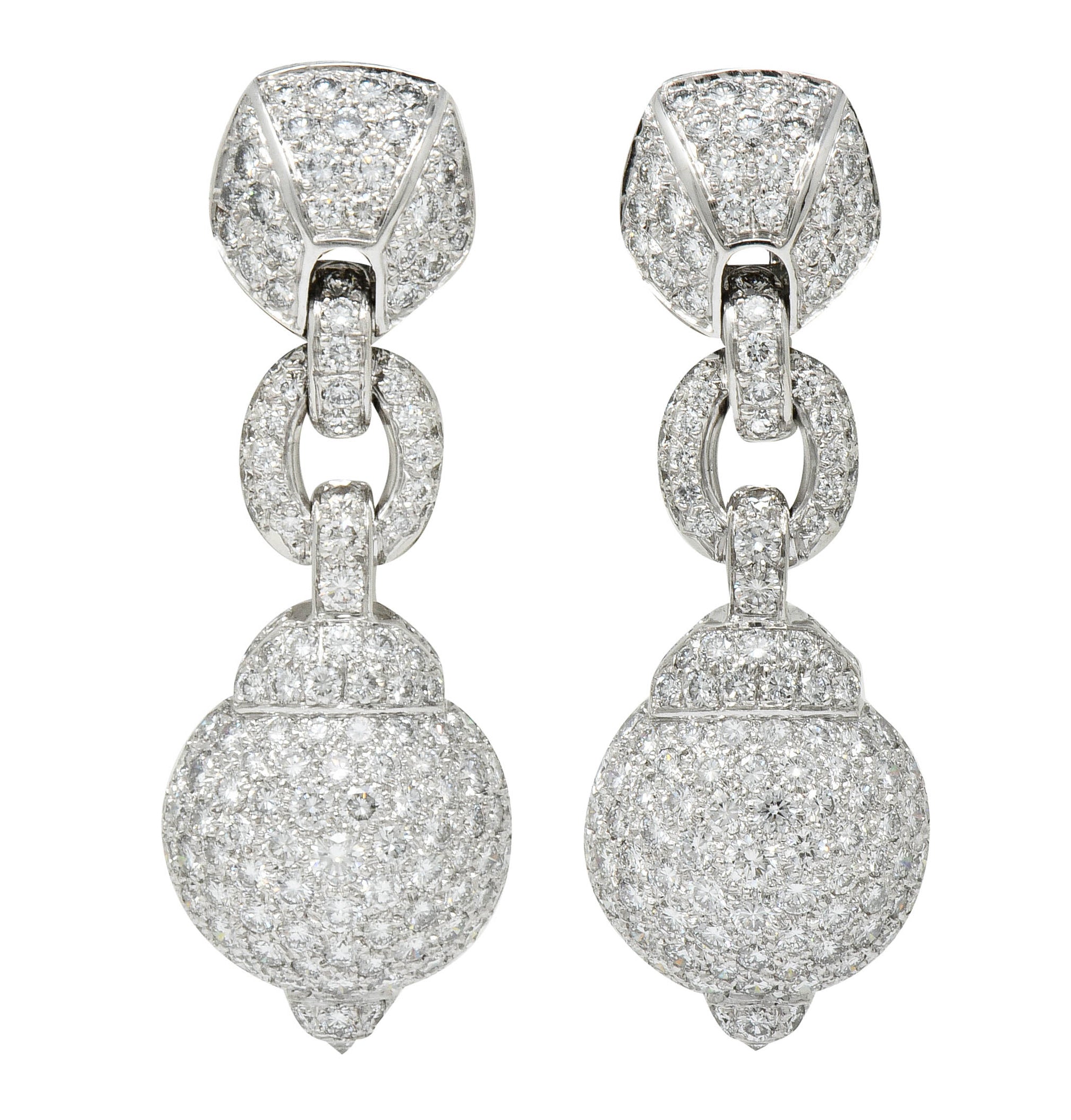 Cartier 7.50 CTW Diamond 18 Karat White Gold Vintage Drop Ear-Clip EarringsEarrings - Wilson's Estate Jewelry