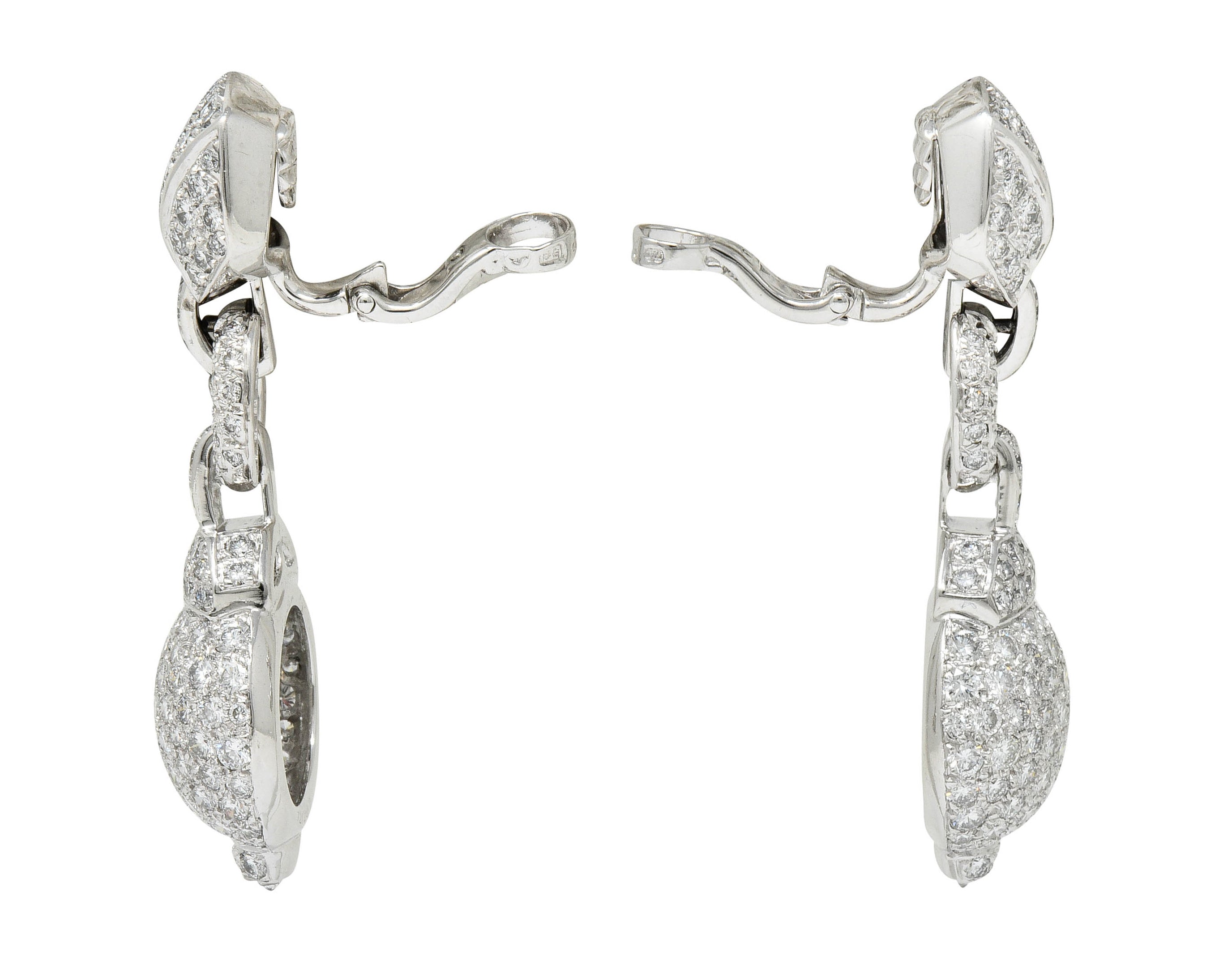 Cartier 7.50 CTW Diamond 18 Karat White Gold Vintage Drop Ear-Clip EarringsEarrings - Wilson's Estate Jewelry