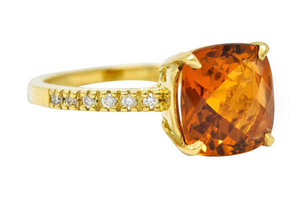 Cognac Citrine Diamond 18 Karat Gold Gemstone Statement RingRing - Wilson's Estate Jewelry