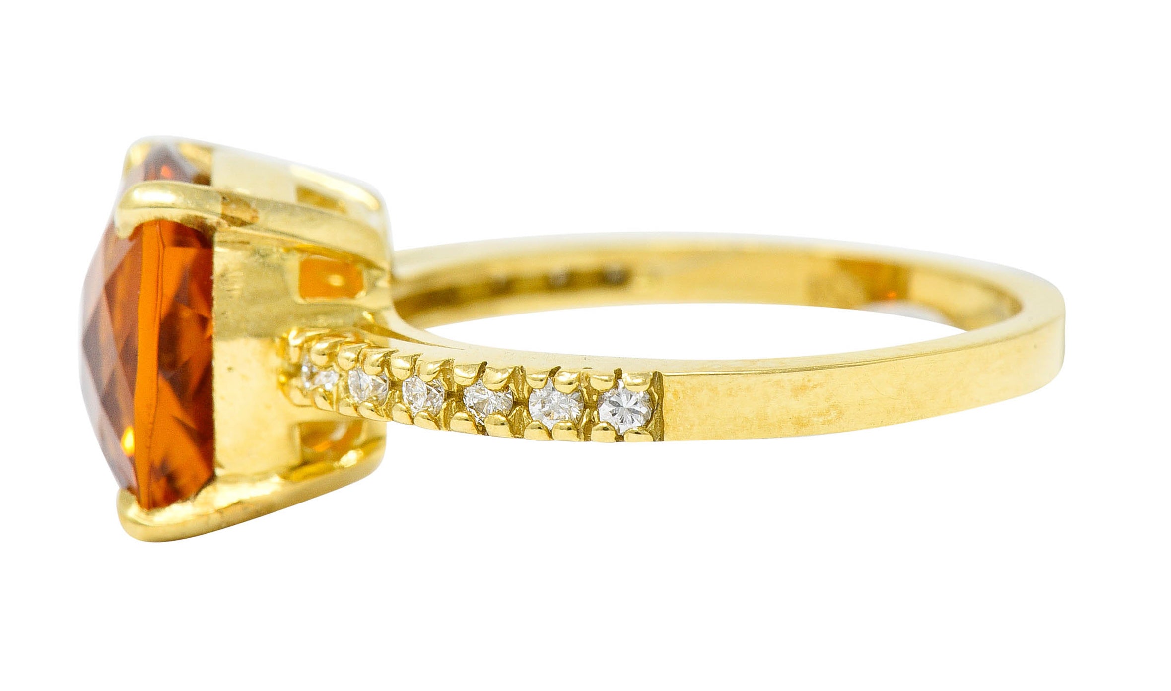 Cognac Citrine Diamond 18 Karat Gold Gemstone Statement RingRing - Wilson's Estate Jewelry