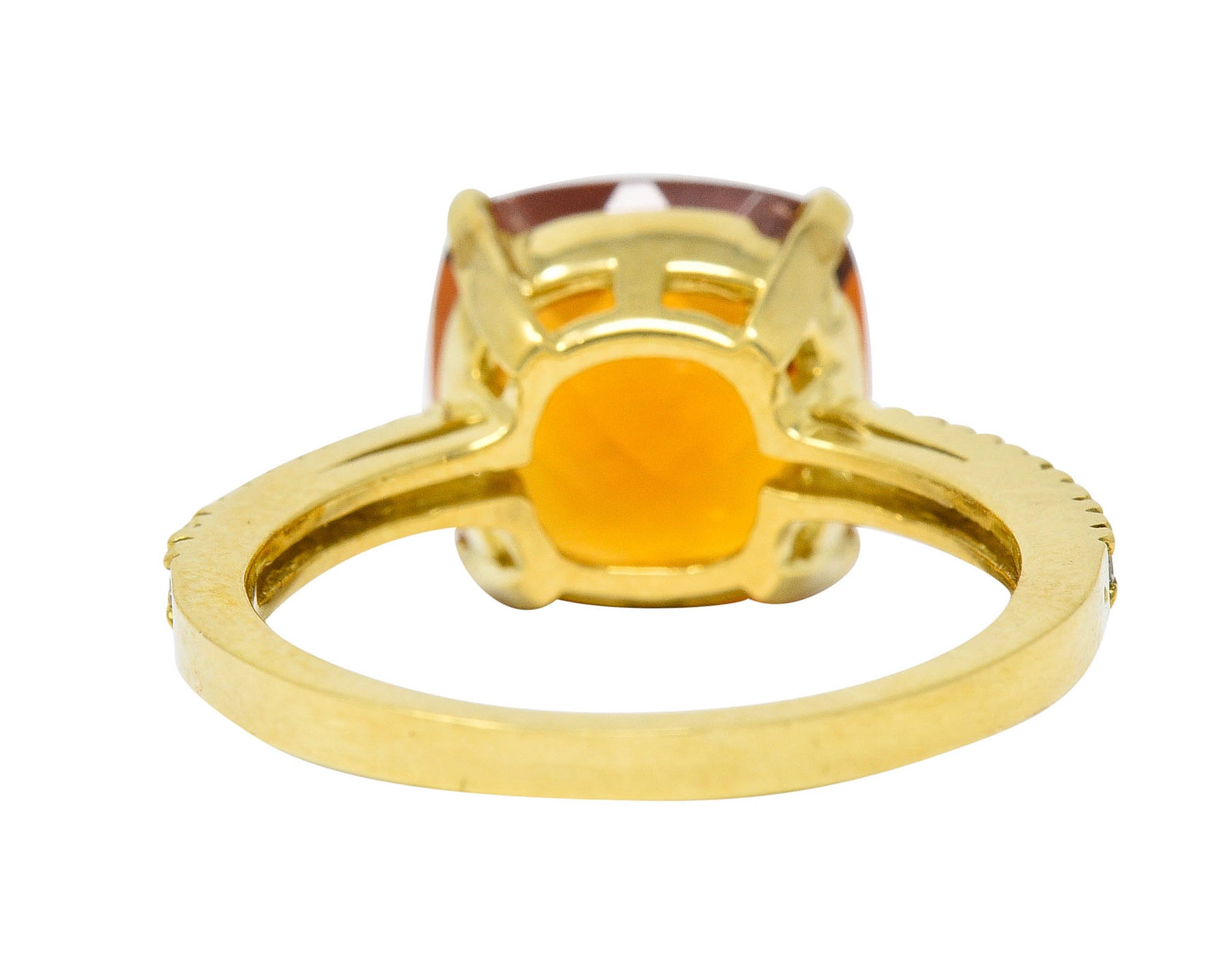 Cognac Citrine Diamond 18 Karat Gold Gemstone Statement RingRing - Wilson's Estate Jewelry