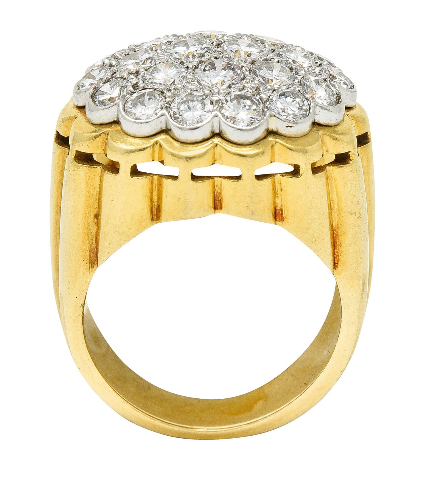 Van Cleef & Arpels 1970's 2.65 CTW Pave Diamond Platinum 18 Karat Gold Band RingRing - Wilson's Estate Jewelry