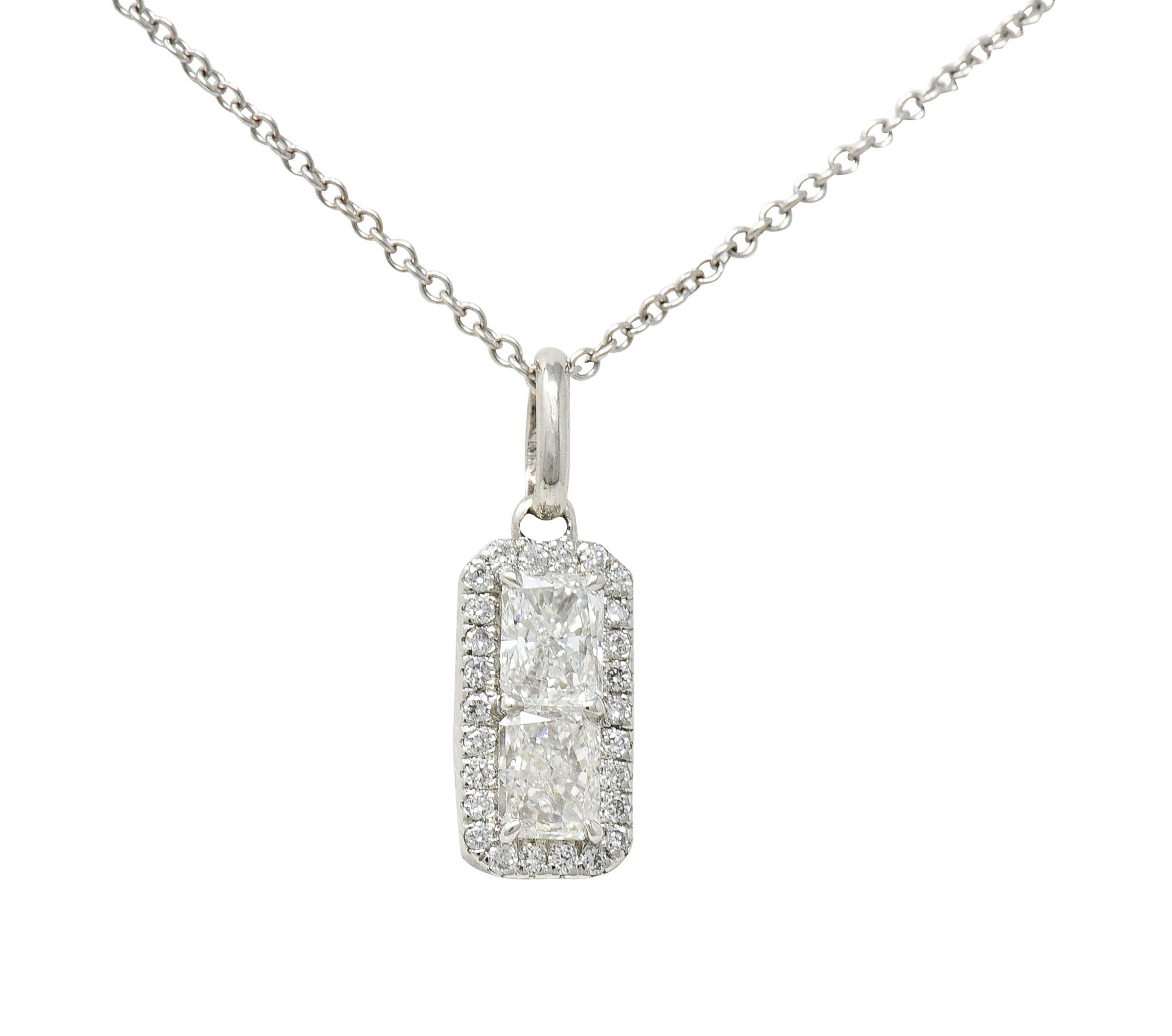 Modern 1.00 CTW Diamond Platinum 14 Karat White Gold Pendant NecklaceNecklace - Wilson's Estate Jewelry