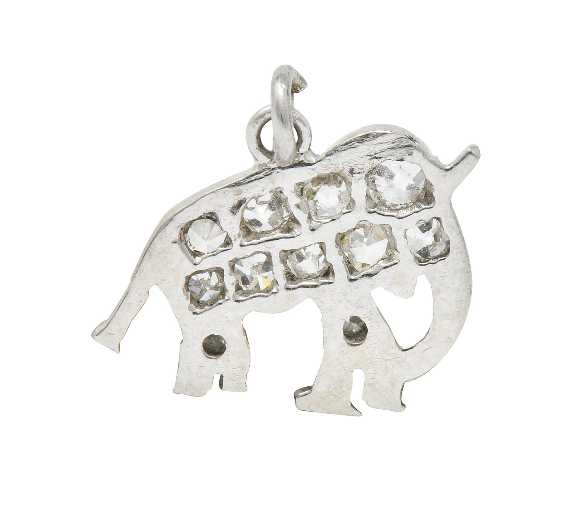 Art Deco Pave Diamond Platinum Elephant Charm - Wilson's Estate Jewelry