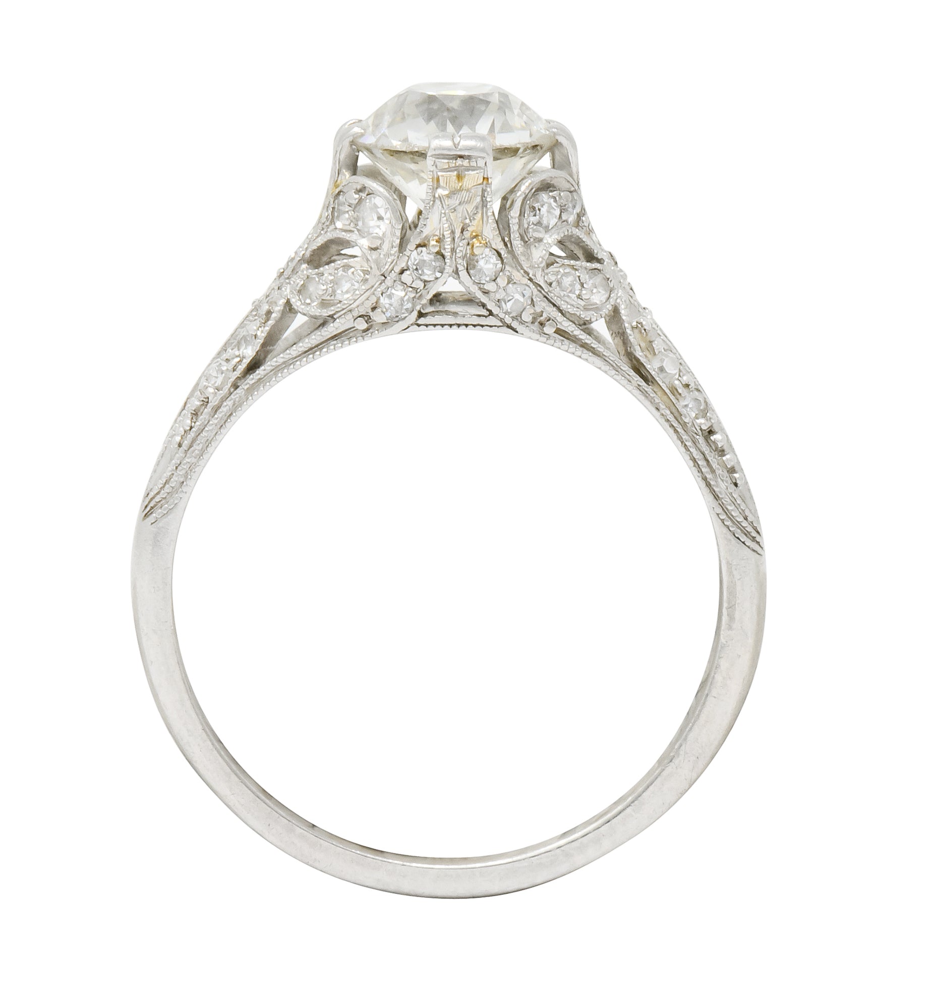 Edwardian 1.52 CTW Diamond Platinum Bow Engagement Ring - Wilson's Estate Jewelry