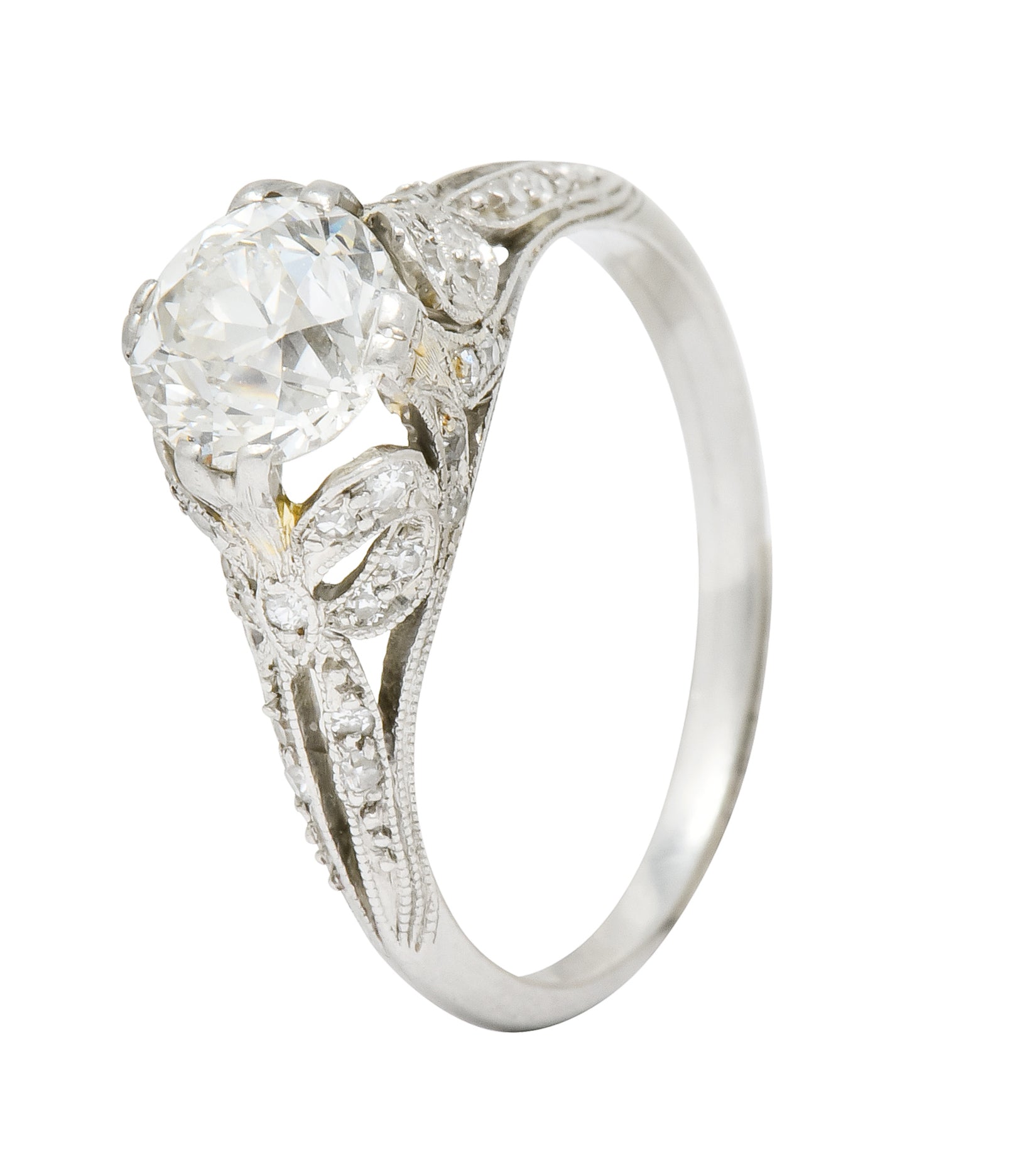 Edwardian 1.52 CTW Diamond Platinum Bow Engagement Ring - Wilson's Estate Jewelry