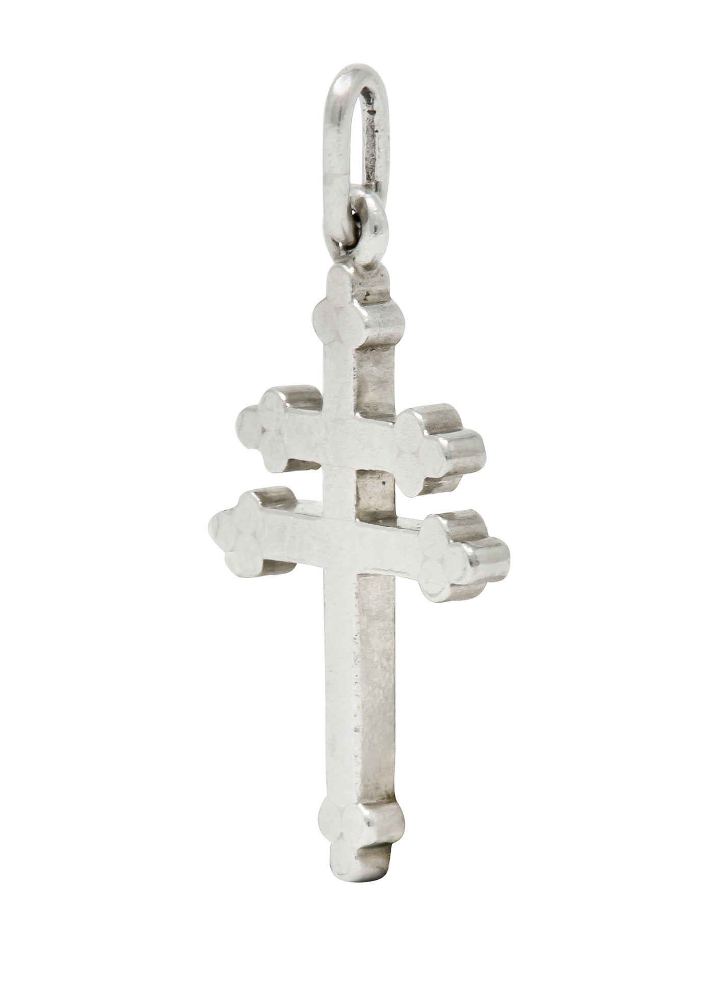 Art Deco Platinum Trefoil Patriarchal Cross Charm - Wilson's Estate Jewelry