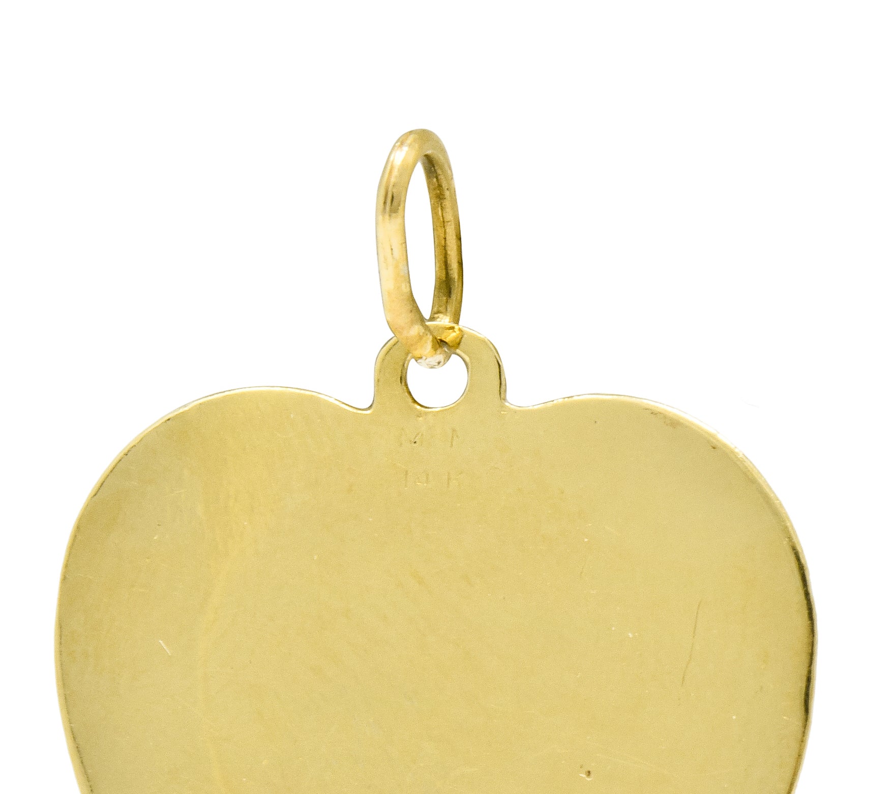 Retro Pave Diamond Platinum-Topped 14 Karat Gold Heart Charm - Wilson's Estate Jewelry