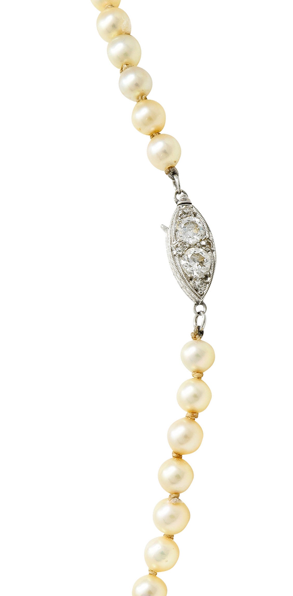 1930's Art Deco 0.50 CTW Diamond Pearl Platinum Strand NecklaceNecklace - Wilson's Estate Jewelry