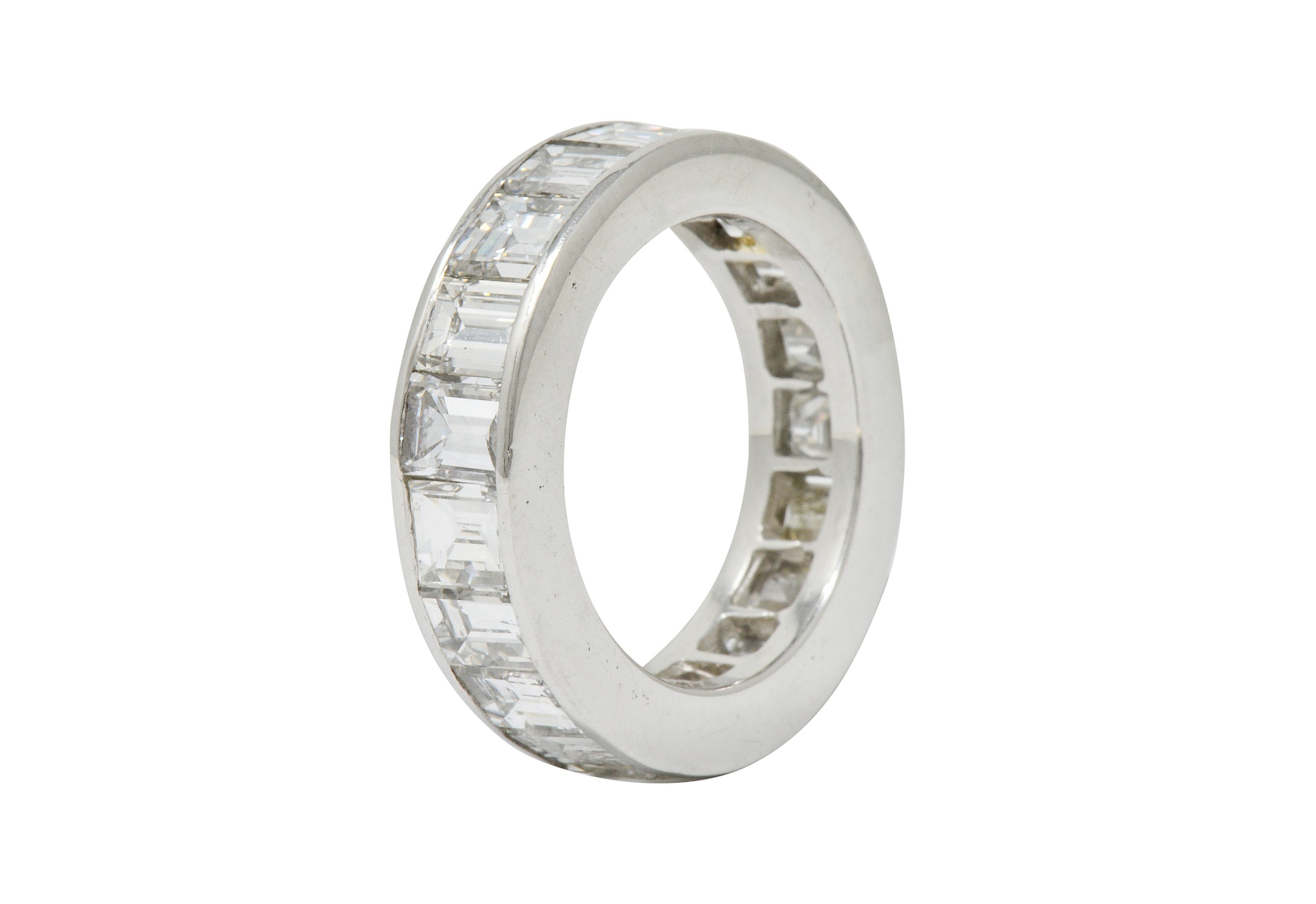 1950's Mid-Century 8.50 CTW Step Cut Diamond Platinum Eternity Band Unisex RingRing - Wilson's Estate Jewelry