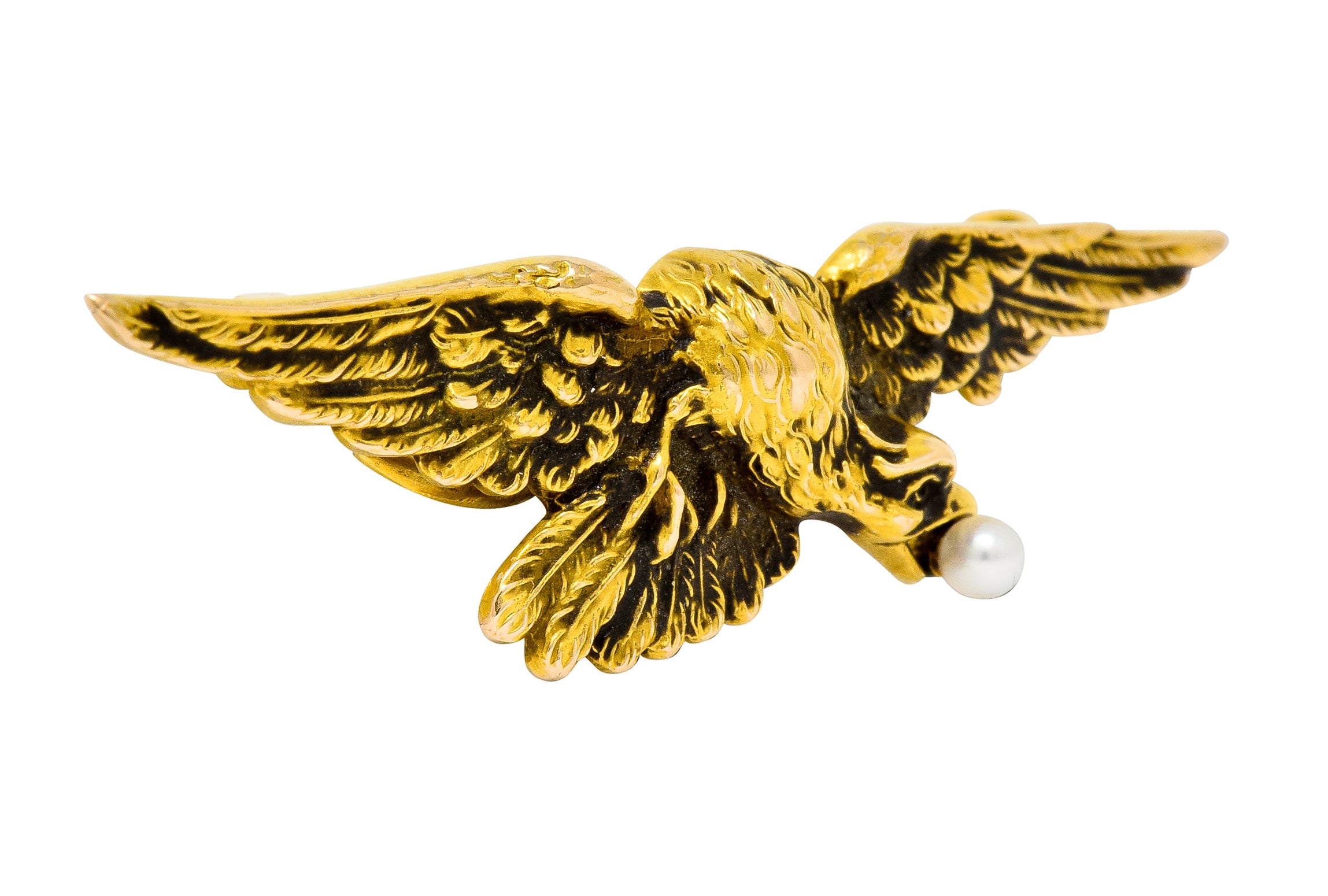 Wordley Allsopp & Bliss Art Nouveau Pearl 14 Karat Gold Eagle Brooch - Wilson's Estate Jewelry