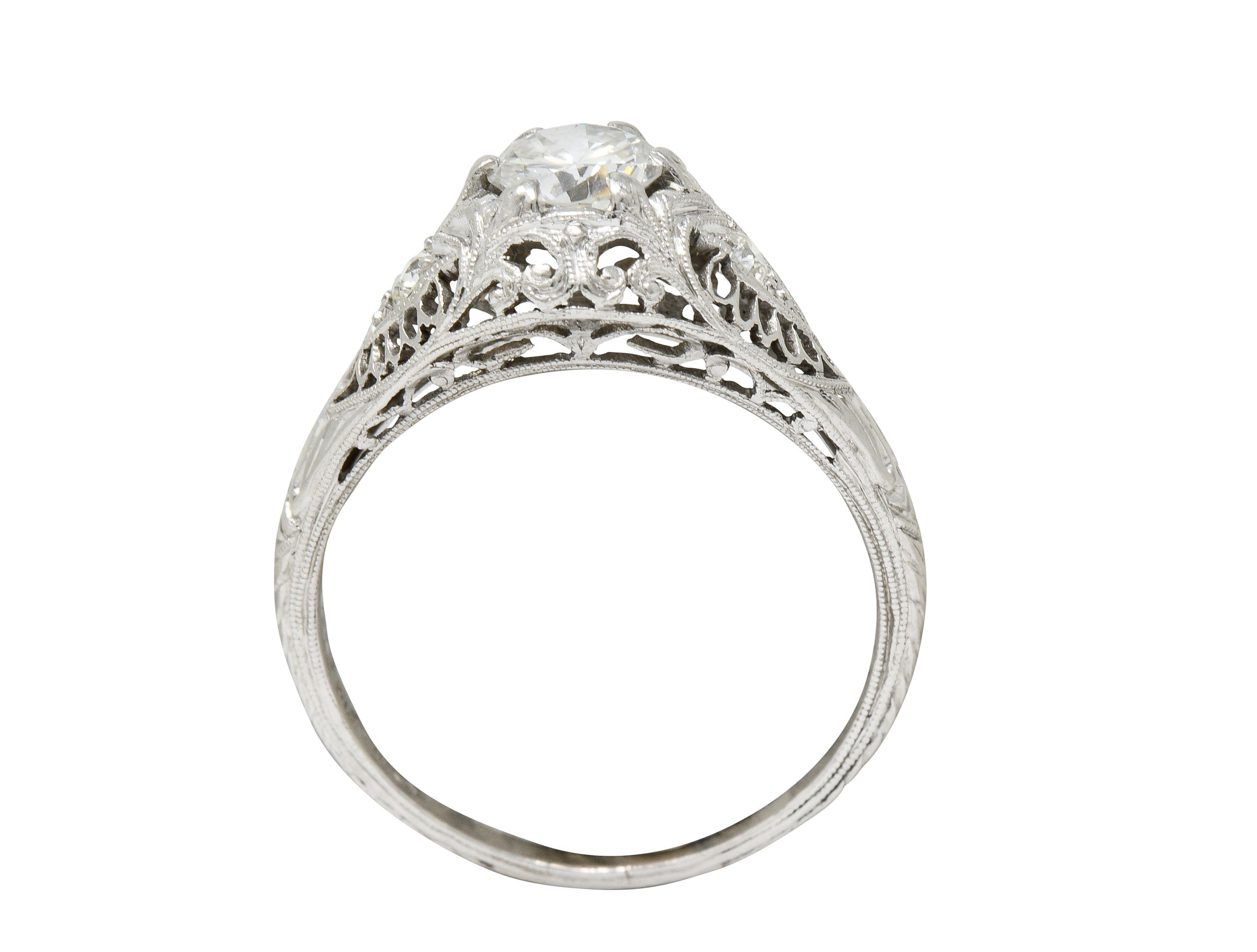 Edwardian 0.60 CTW Diamond Platinum Filigree Engagement RingRing - Wilson's Estate Jewelry