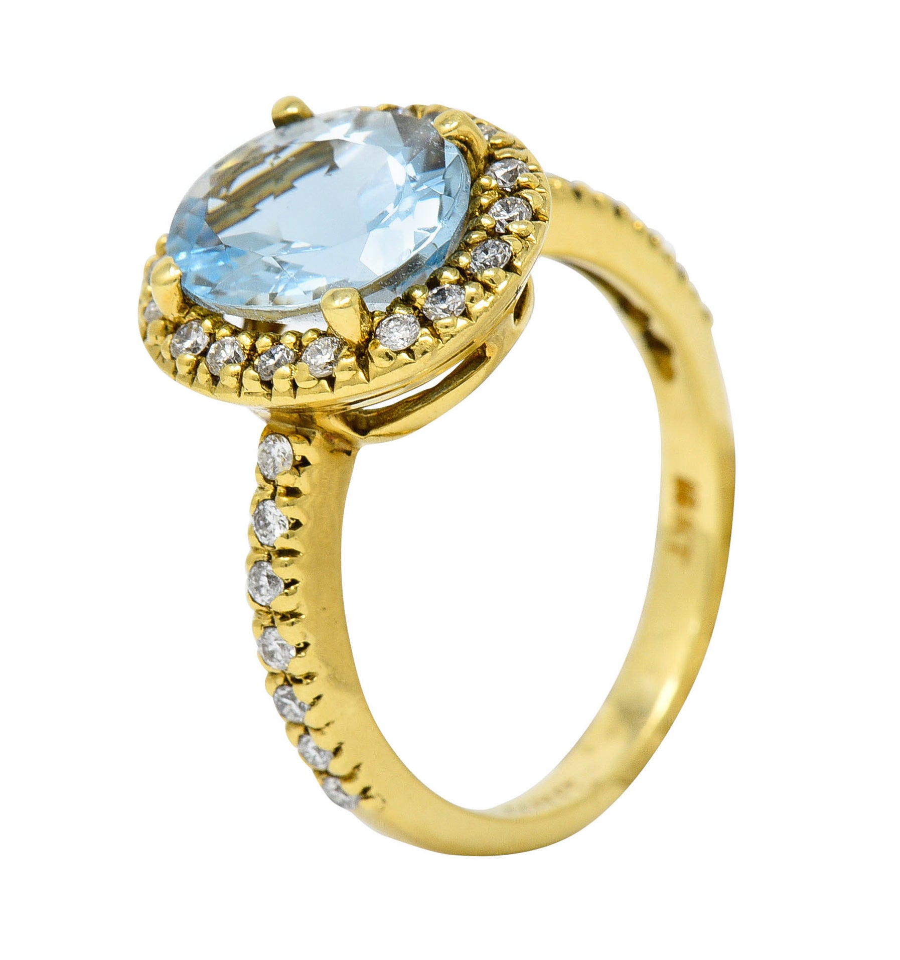 Lovely 2.73 CTW Aquamarine Diamond 18 Karat Gold Gemstone RingRing - Wilson's Estate Jewelry