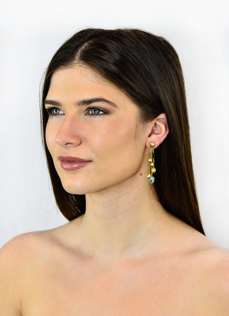 Marco Bicego Multi-Gem 18 Karat Gold Confetti Tassel Drop EarringsEarrings - Wilson's Estate Jewelry